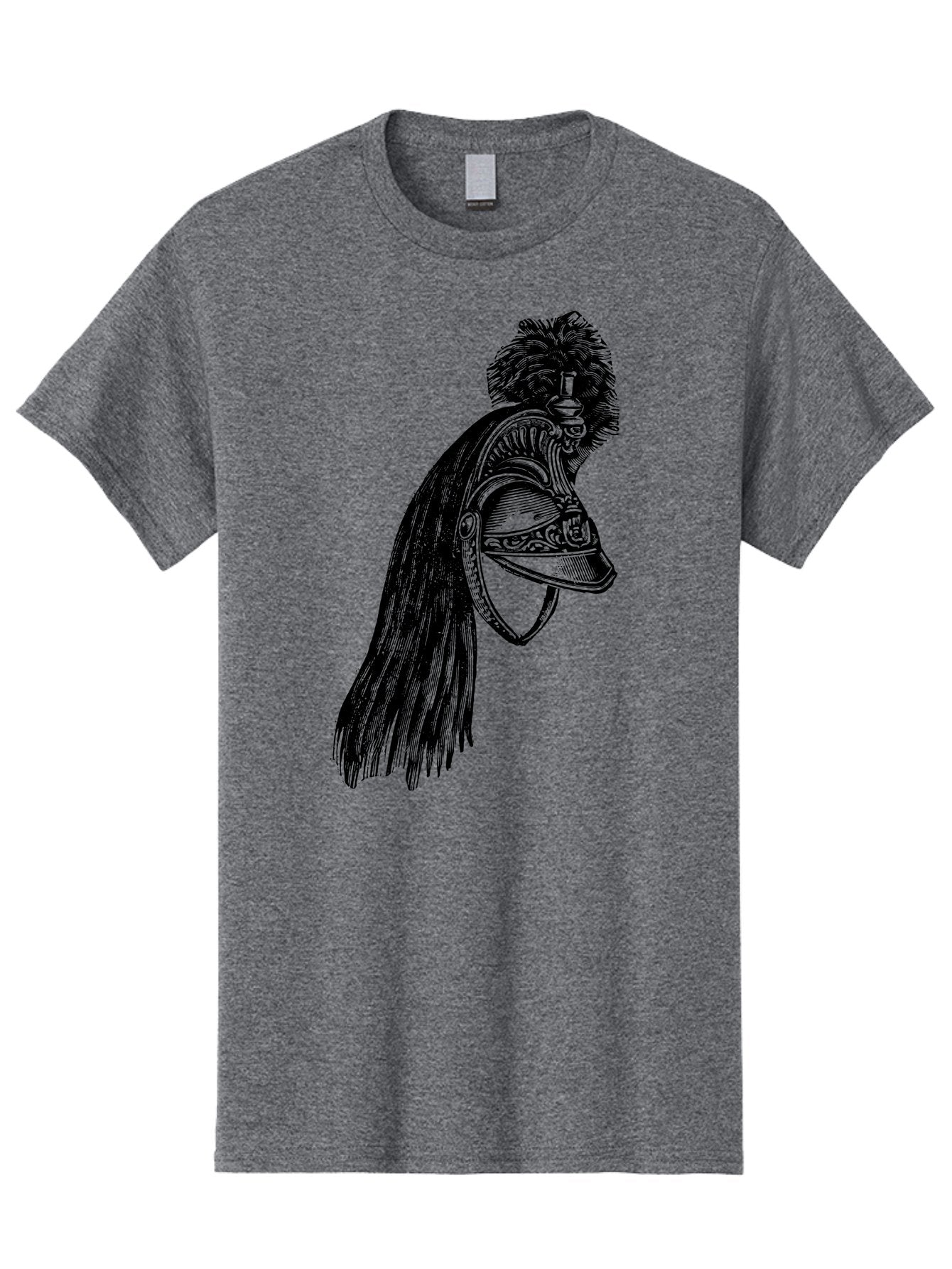 Helmet Men'S Graphic Tee, 100% Cotton, Comfortable Casual Summer Wear, Machine Washable, Vintage Helmet, Feathered Plume, Military Headgear, Historical Armor, Ornate Design, Classical Illustration, Detailed Artwork, Historical Reenactment, Aad542 5