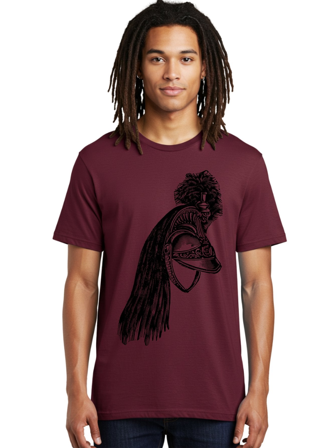Helmet Men'S Graphic Tee, 100% Cotton, Comfortable Casual Summer Wear, Machine Washable, Vintage Helmet, Feathered Plume, Military Headgear, Historical Armor, Ornate Design, Classical Illustration, Detailed Artwork, Historical Reenactment, Aad542 28