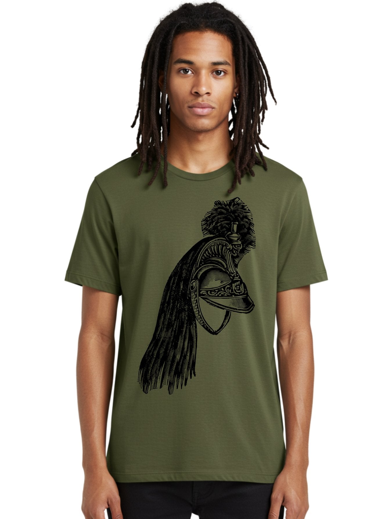 Helmet Men'S Graphic Tee, 100% Cotton, Comfortable Casual Summer Wear, Machine Washable, Vintage Helmet, Feathered Plume, Military Headgear, Historical Armor, Ornate Design, Classical Illustration, Detailed Artwork, Historical Reenactment, Aad542 16