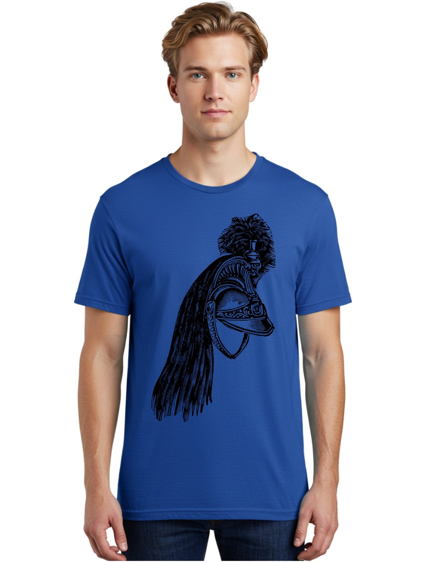 Helmet Men'S Graphic Tee, 100% Cotton, Comfortable Casual Summer Wear, Machine Washable, Vintage Helmet, Feathered Plume, Military Headgear, Historical Armor, Ornate Design, Classical Illustration, Detailed Artwork, Historical Reenactment, Aad542 29