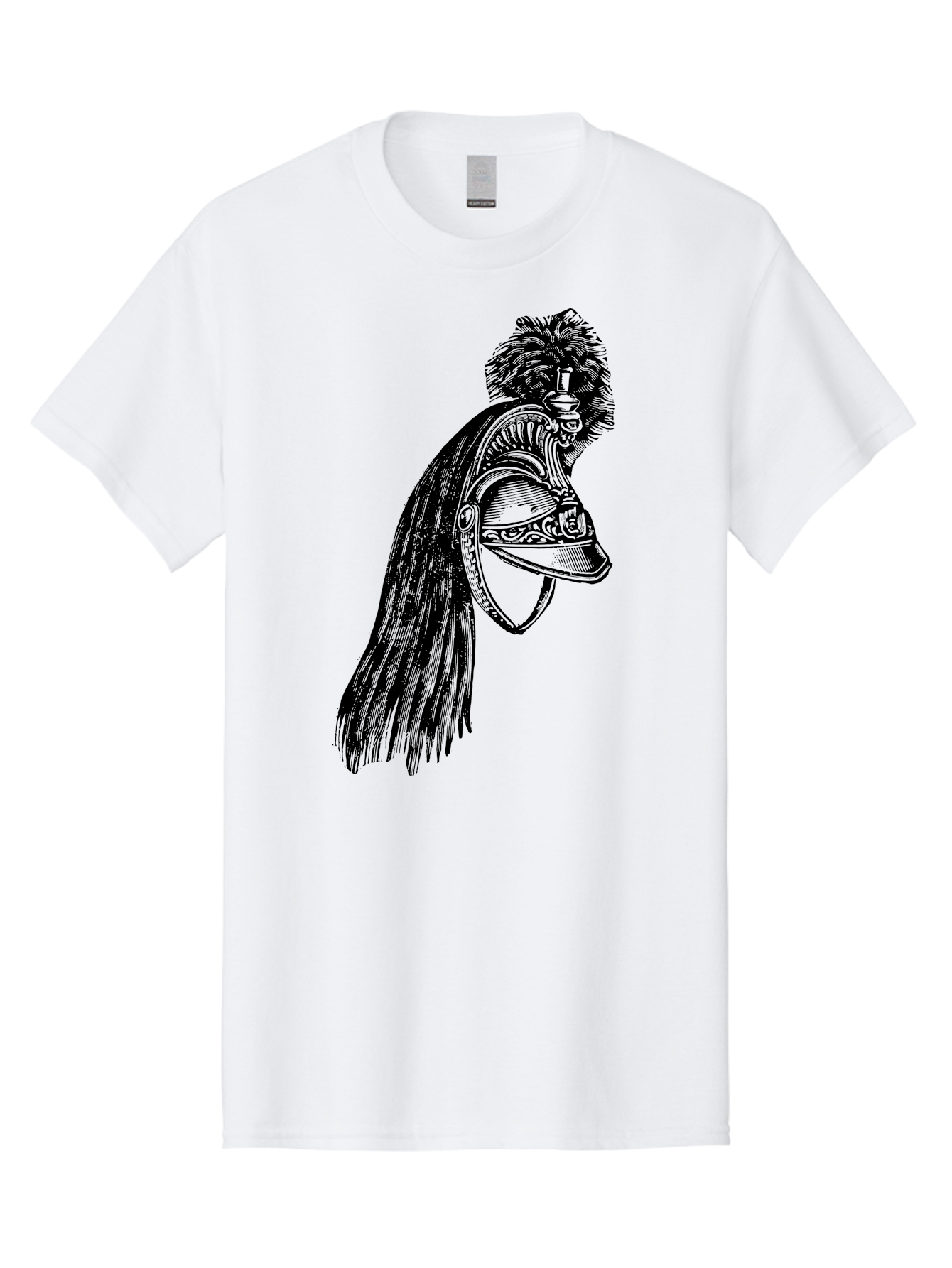 Helmet Men'S Graphic Tee, 100% Cotton, Comfortable Casual Summer Wear, Machine Washable, Vintage Helmet, Feathered Plume, Military Headgear, Historical Armor, Ornate Design, Classical Illustration, Detailed Artwork, Historical Reenactment, Aad542