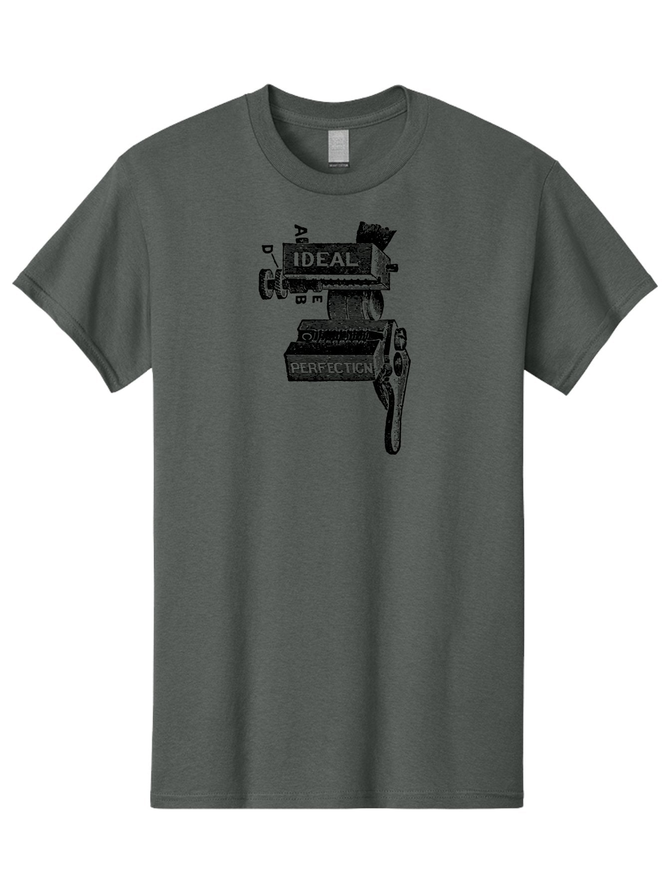 Ideal-And-Perfection-Lathe Men'S Graphic Tee, 100% Cotton, Comfortable Casual Summer Wear, Machine Washable, Ideal, Perfection, Old Machinery, Vintage Industrial, Metalwork, Mechanical Parts, Distressed Texture, Typography Art, Abc Letters, Aad544 7