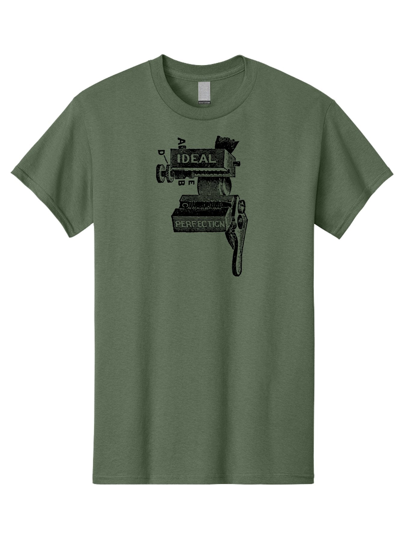 Ideal-And-Perfection-Lathe Men'S Graphic Tee, 100% Cotton, Comfortable Casual Summer Wear, Machine Washable, Ideal, Perfection, Old Machinery, Vintage Industrial, Metalwork, Mechanical Parts, Distressed Texture, Typography Art, Abc Letters, Aad544 14
