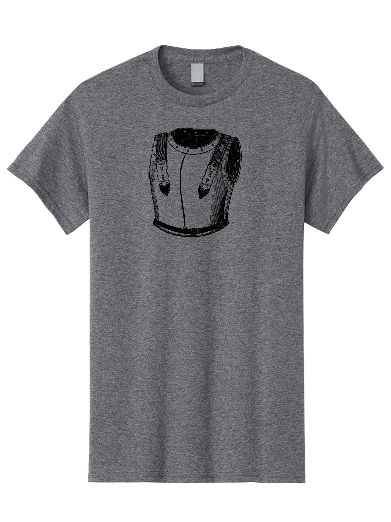 Leather-Corset Men'S Graphic Tee, 100% Cotton, Comfortable Casual Summer Wear, Machine Washable, Medieval Armor, Leather Protection, Historical Clothing, Black And White Illustration, Armor Straps, Keyhole Buckles, Vintage Style, Aad545 10