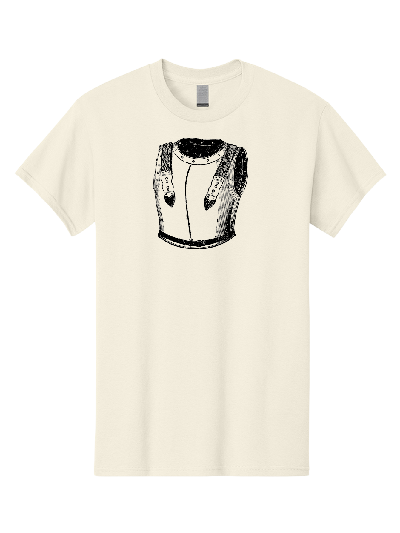 Leather-Corset Men'S Graphic Tee, 100% Cotton, Comfortable Casual Summer Wear, Machine Washable, Medieval Armor, Leather Protection, Historical Clothing, Black And White Illustration, Armor Straps, Keyhole Buckles, Vintage Style, Aad545