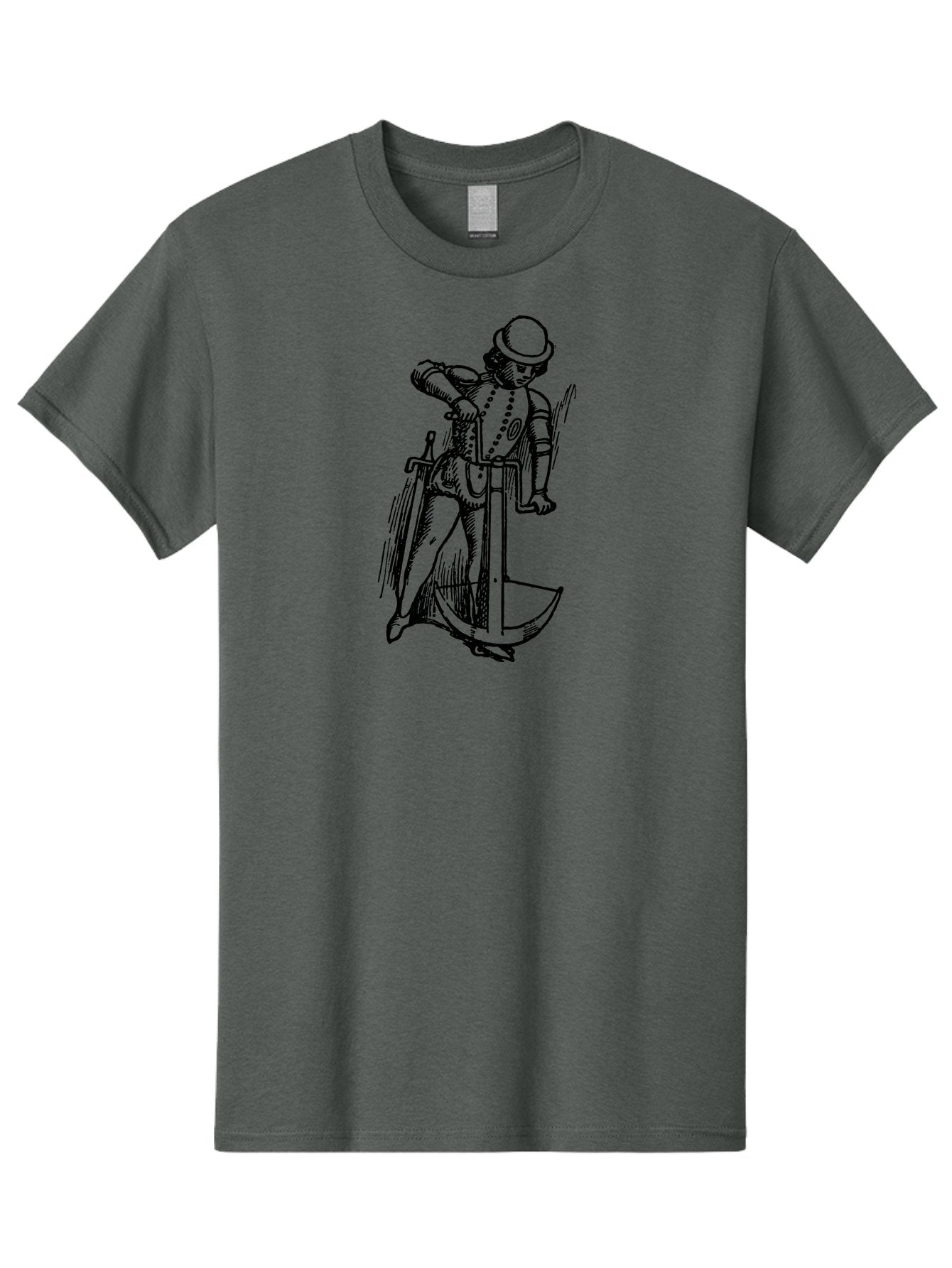 Man-In-Armor-With-Sword-And-Shield Men'S Graphic Tee, 100% Cotton, Comfortable Casual Summer Wear, Machine Washable, Medieval Knight, Armor, Sword, Historical Figure, Suit Of Armor, Medieval Warfare, Chivalry, Armor Plating, Knight'S Attire, Aad546