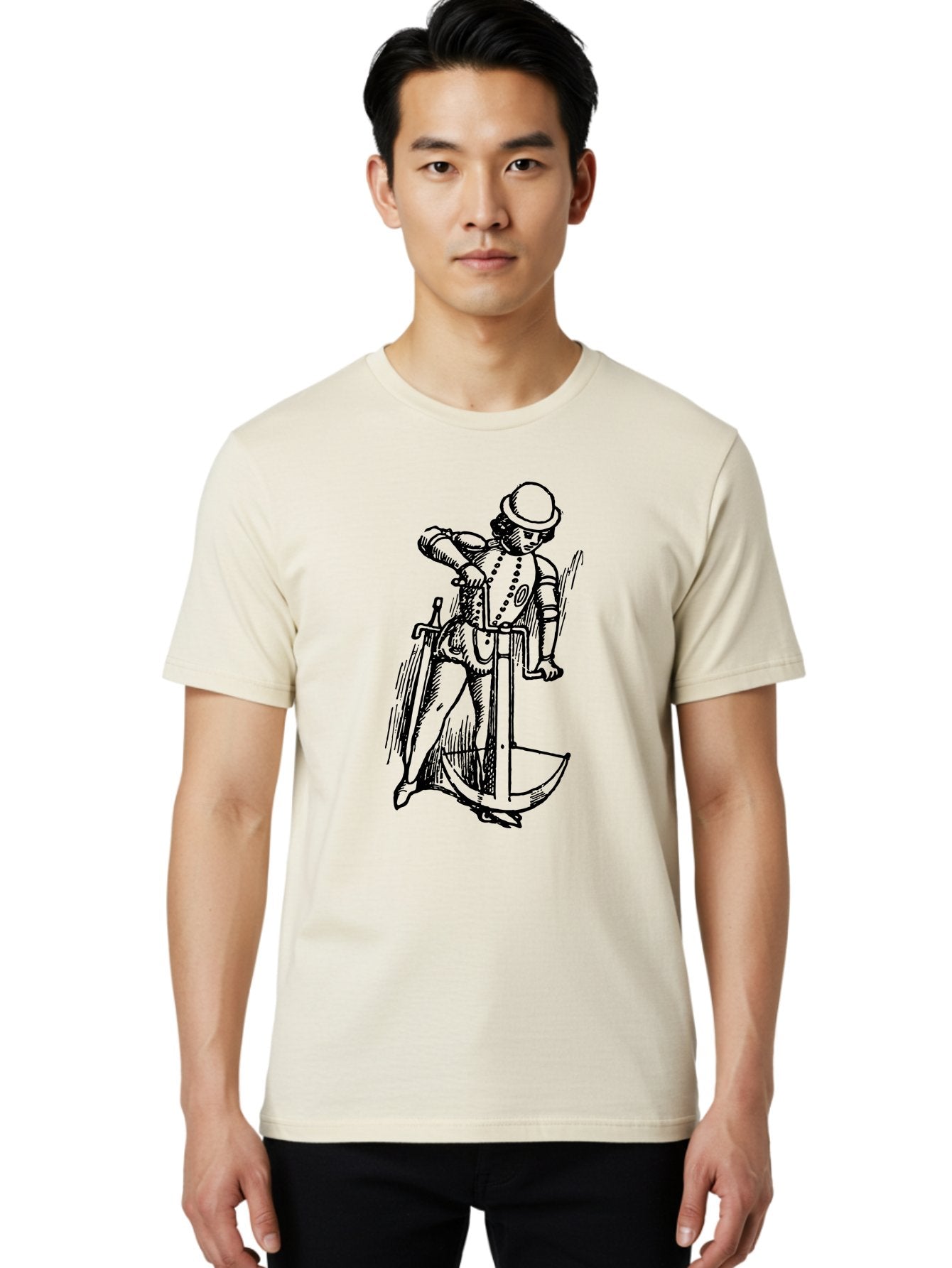 Man-In-Armor-With-Sword-And-Shield Men'S Graphic Tee, 100% Cotton, Comfortable Casual Summer Wear, Machine Washable, Medieval Knight, Armor, Sword, Historical Figure, Suit Of Armor, Medieval Warfare, Chivalry, Armor Plating, Knight'S Attire, Aad546 16