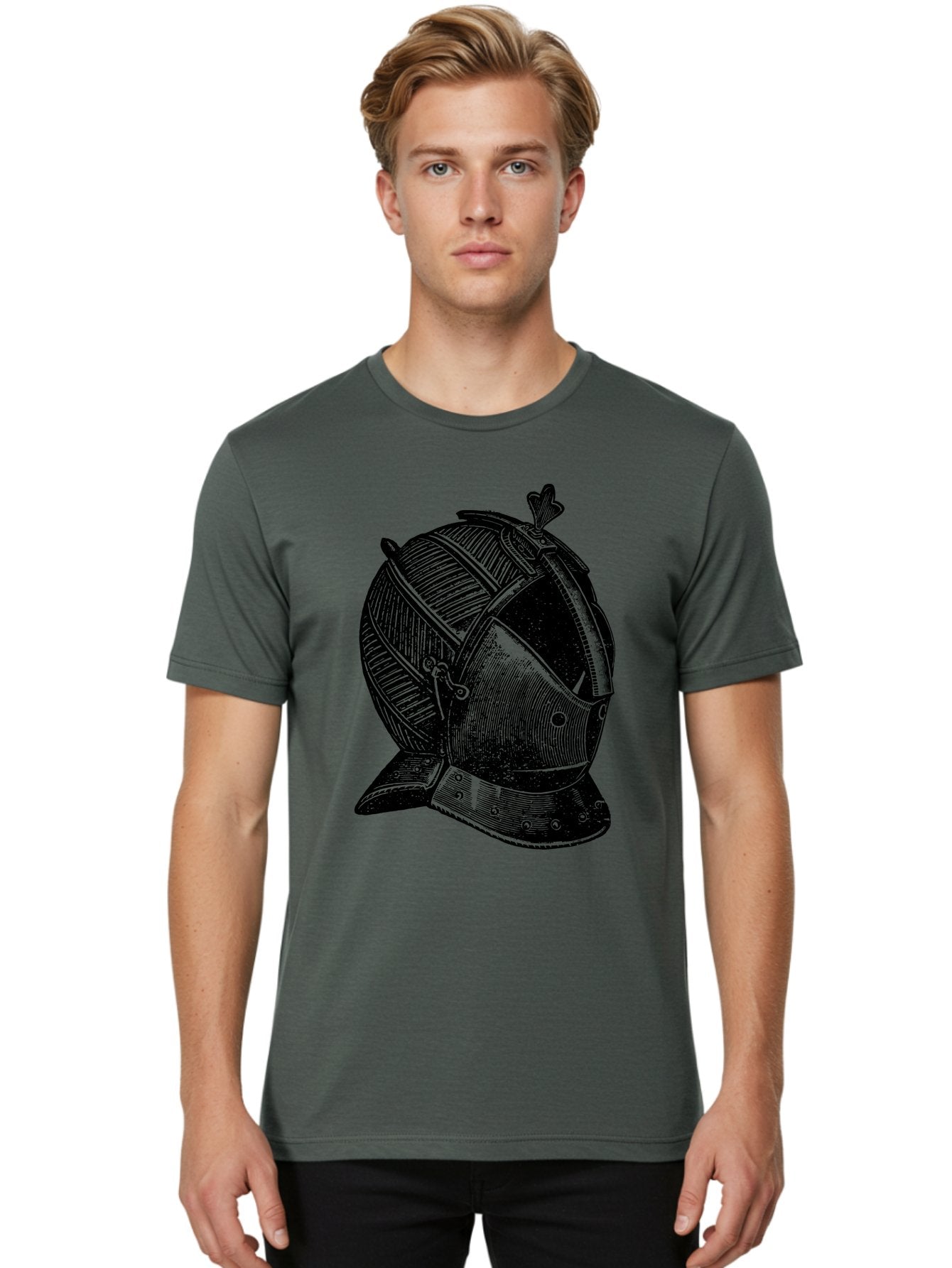 Medieval-Knight-Helmet Men'S Graphic Tee, 100% Cotton, Comfortable Casual Summer Wear, Machine Washable, Medieval Armor, Knight Helmet, Protective Gear, Armor Design, Historical Warfare, Metal Craftsmanship, Medieval Knight Aad548 24