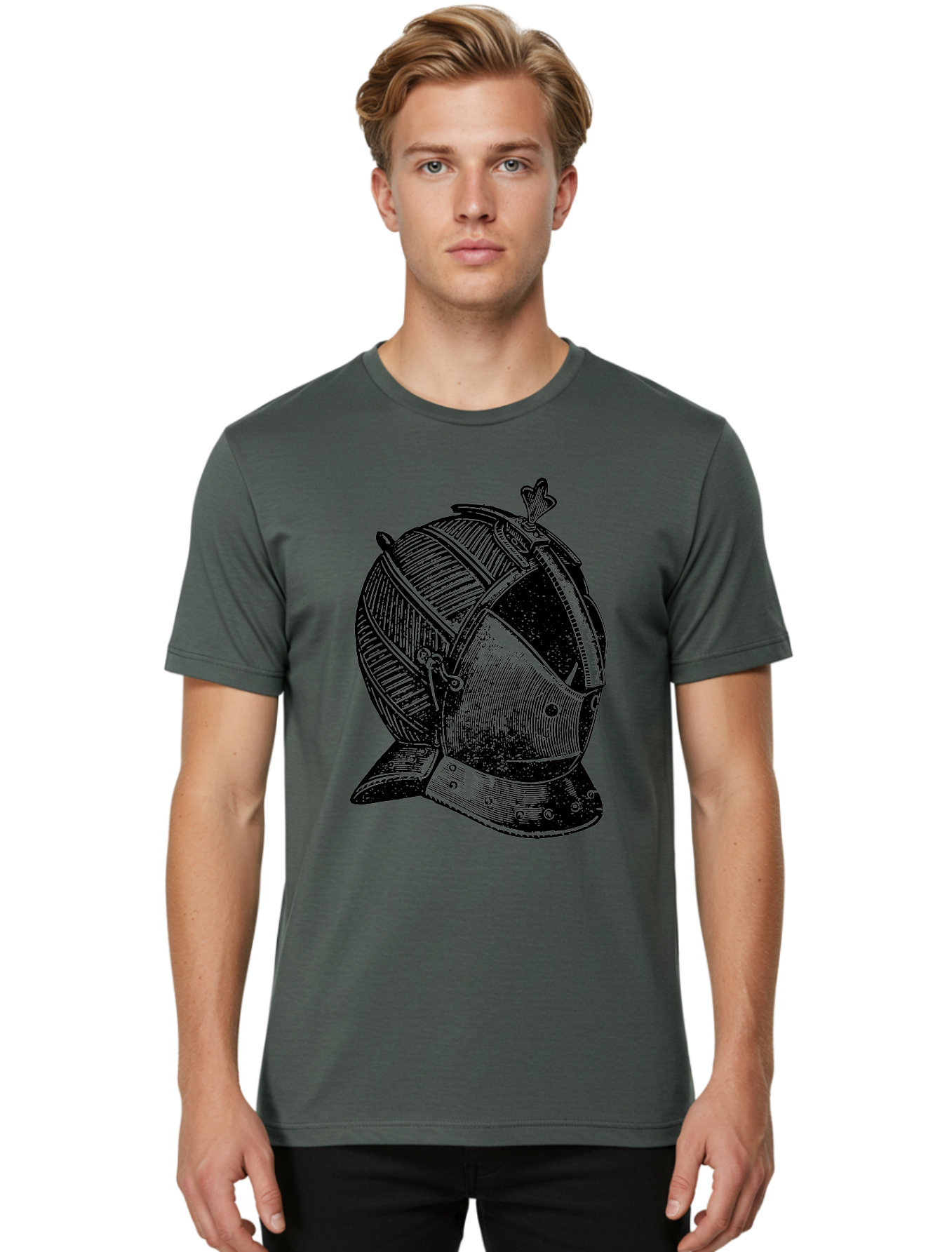 Medieval-Knight-Helmet Men'S Graphic Tee, 100% Cotton, Comfortable Casual Summer Wear, Machine Washable, Medieval Armor, Knight Helmet, Protective Gear, Armor Design, Historical Warfare, Metal Craftsmanship, Medieval Knight Aad548 14
