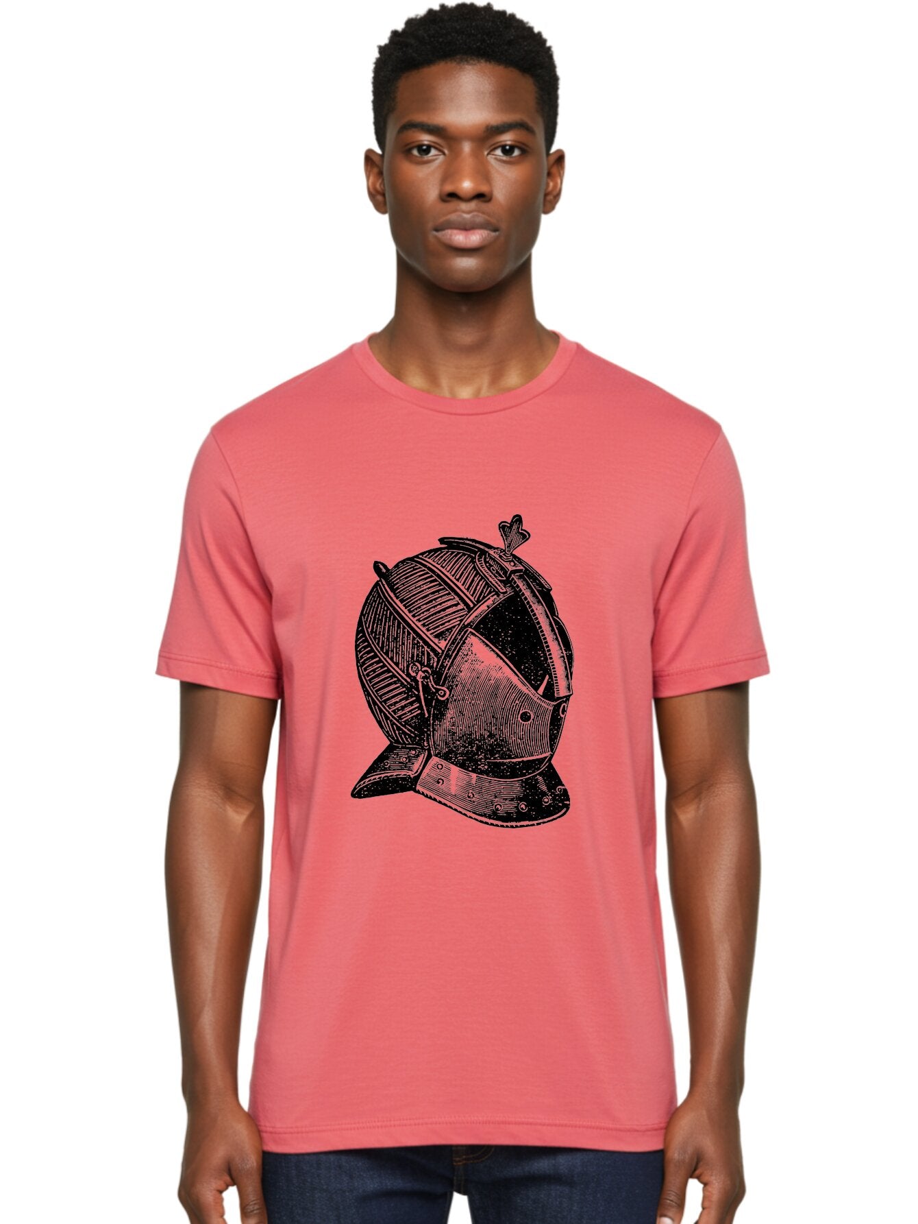 Medieval-Knight-Helmet Men'S Graphic Tee, 100% Cotton, Comfortable Casual Summer Wear, Machine Washable, Medieval Armor, Knight Helmet, Protective Gear, Armor Design, Historical Warfare, Metal Craftsmanship, Medieval Knight Aad548 25