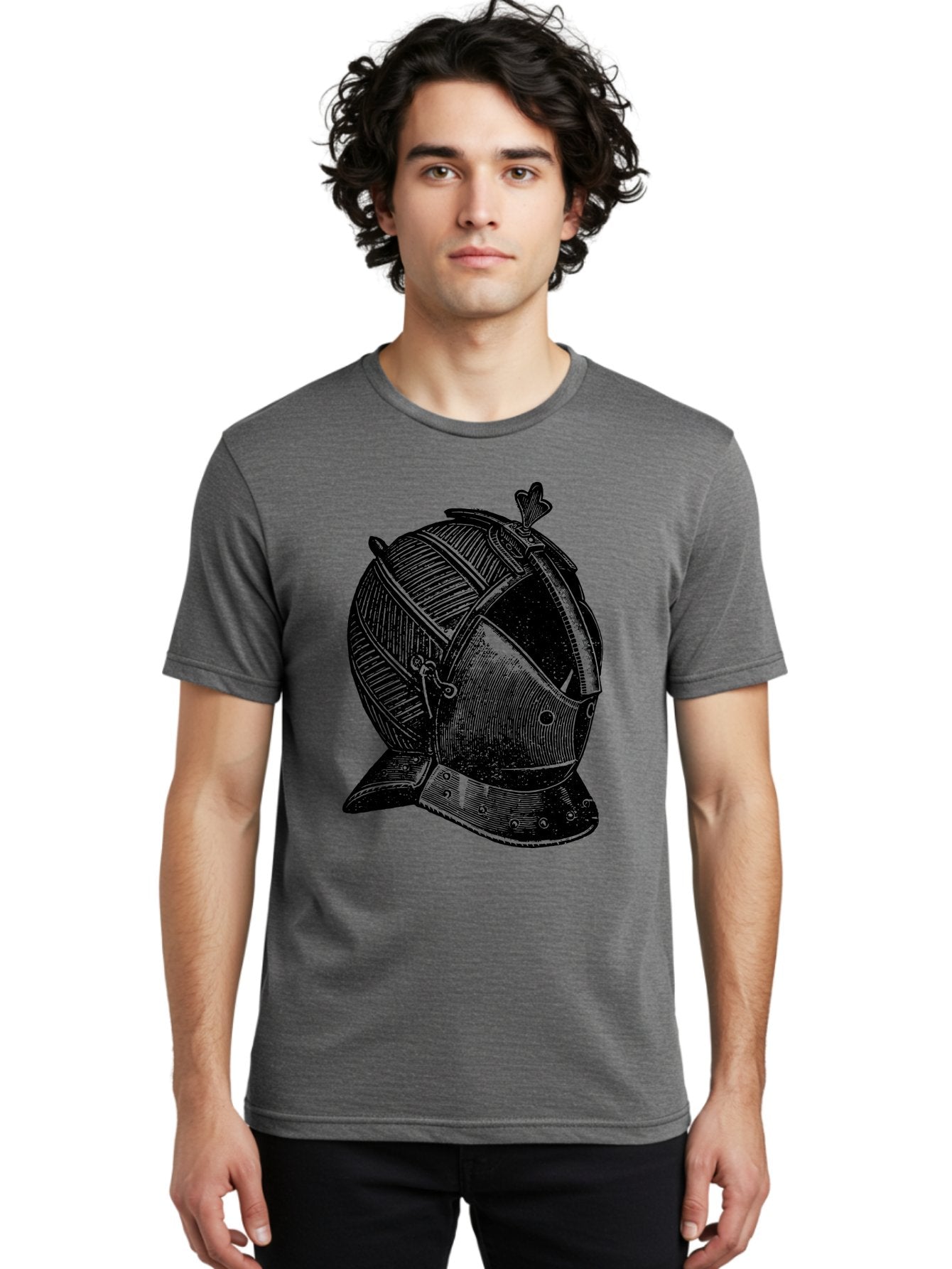 Medieval-Knight-Helmet Men'S Graphic Tee, 100% Cotton, Comfortable Casual Summer Wear, Machine Washable, Medieval Armor, Knight Helmet, Protective Gear, Armor Design, Historical Warfare, Metal Craftsmanship, Medieval Knight Aad548 16