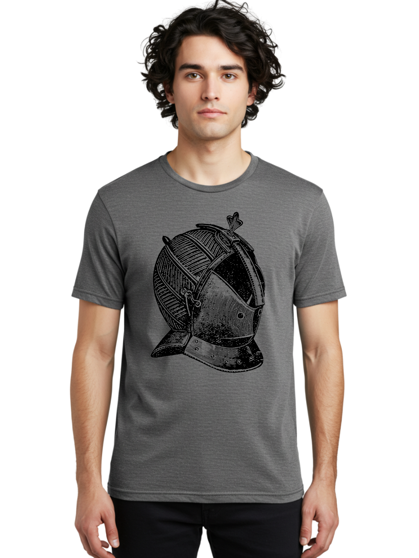 Medieval-Knight-Helmet Men'S Graphic Tee, 100% Cotton, Comfortable Casual Summer Wear, Machine Washable, Medieval Armor, Knight Helmet, Protective Gear, Armor Design, Historical Warfare, Metal Craftsmanship, Medieval Knight Aad548 26