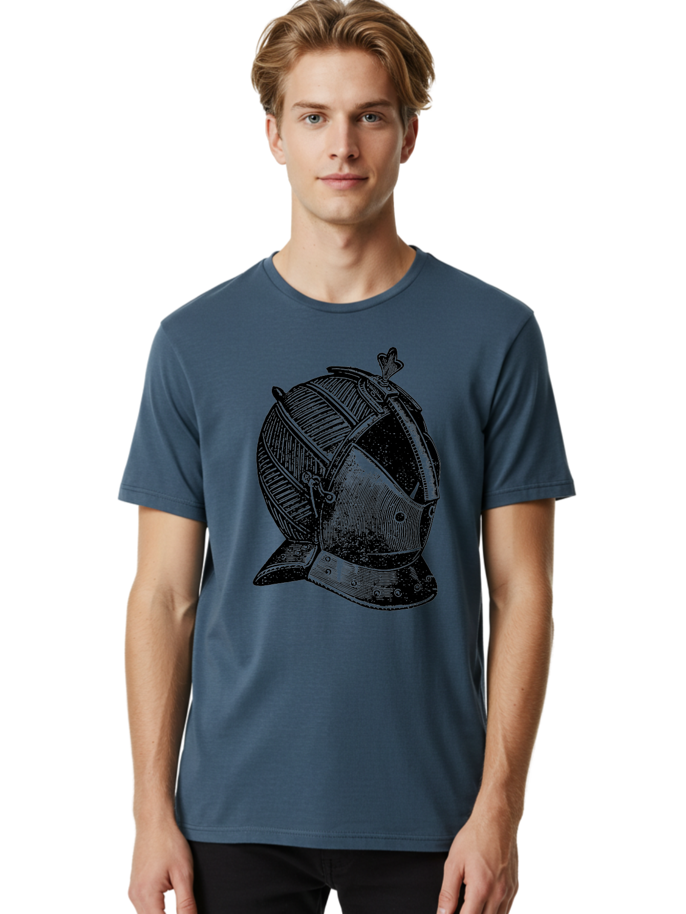 Medieval-Knight-Helmet Men'S Graphic Tee, 100% Cotton, Comfortable Casual Summer Wear, Machine Washable, Medieval Armor, Knight Helmet, Protective Gear, Armor Design, Historical Warfare, Metal Craftsmanship, Medieval Knight Aad548 8