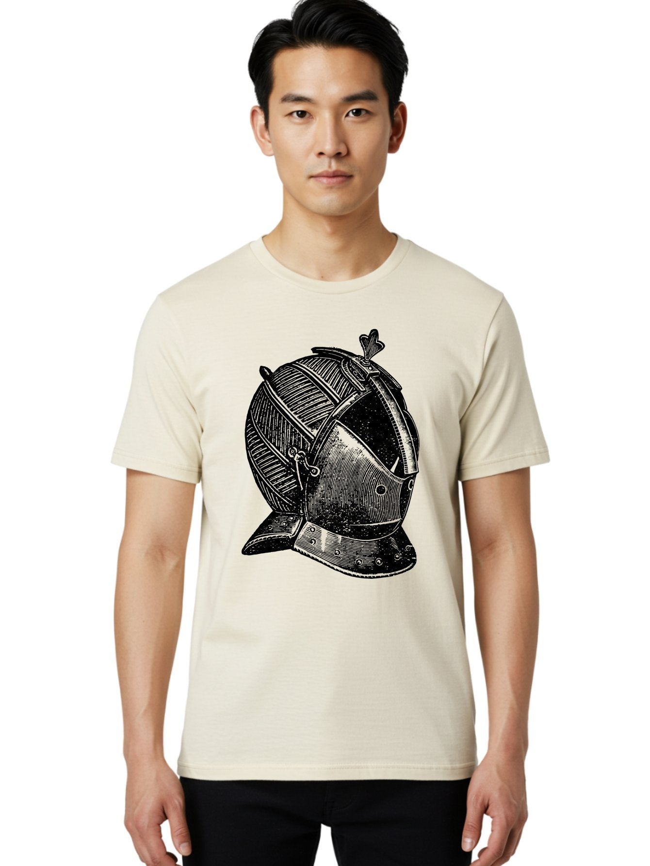 Medieval-Knight-Helmet Men'S Graphic Tee, 100% Cotton, Comfortable Casual Summer Wear, Machine Washable, Medieval Armor, Knight Helmet, Protective Gear, Armor Design, Historical Warfare, Metal Craftsmanship, Medieval Knight Aad548 30
