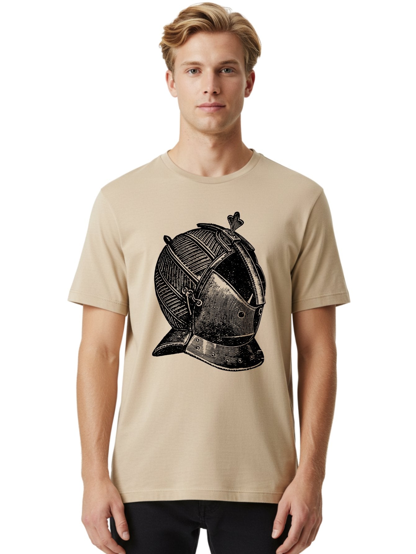 Medieval-Knight-Helmet Men'S Graphic Tee, 100% Cotton, Comfortable Casual Summer Wear, Machine Washable, Medieval Armor, Knight Helmet, Protective Gear, Armor Design, Historical Warfare, Metal Craftsmanship, Medieval Knight Aad548 17