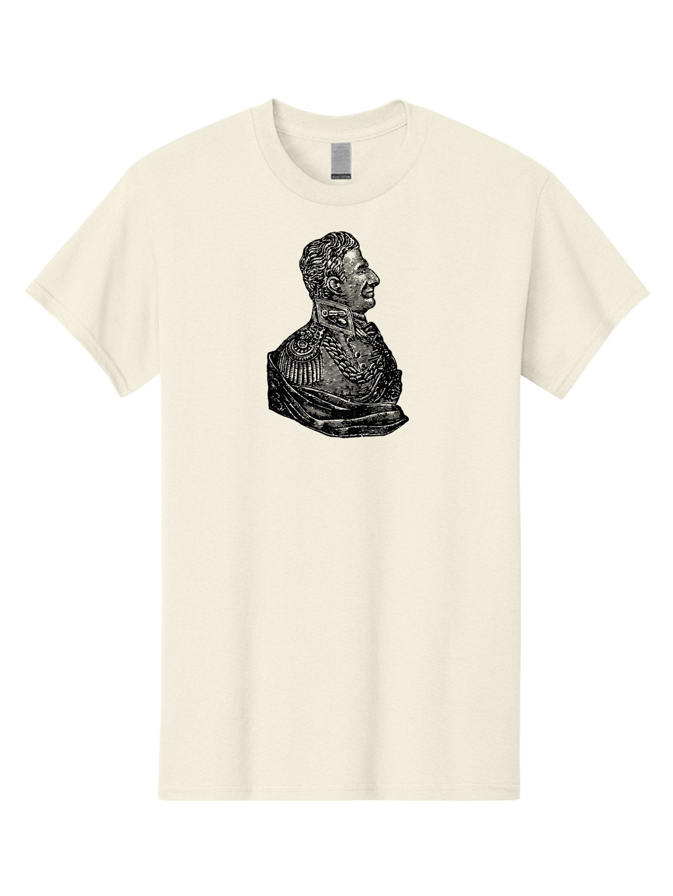 Military-Officer-Bust Men'S Graphic Tee, 100% Cotton, Comfortable Casual Summer Wear, Machine Washable, Military Officer, Historical Figure, Military Uniform, Decorated Jacket, Ornate Details, Side Profile, Illustration Art, Vintage Style, Aad550 15