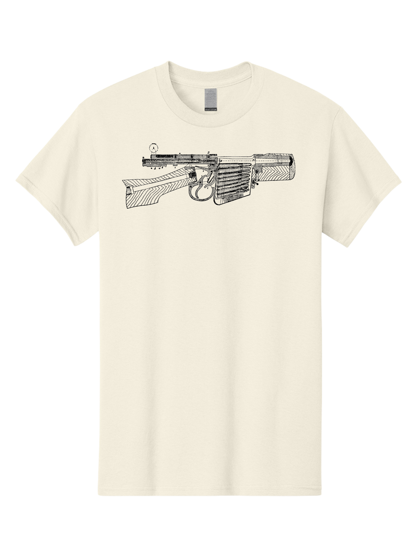 Mp40 Men'S Graphic Tee, 100% Cotton, Comfortable Casual Summer Wear, Machine Washable, Mp40 Submachine Gun, World War Ii Firearm, German Military Equipment, Vintage Gun Design, Black And White Illustration, Firearm Details, Historical Weaponry Aad552
