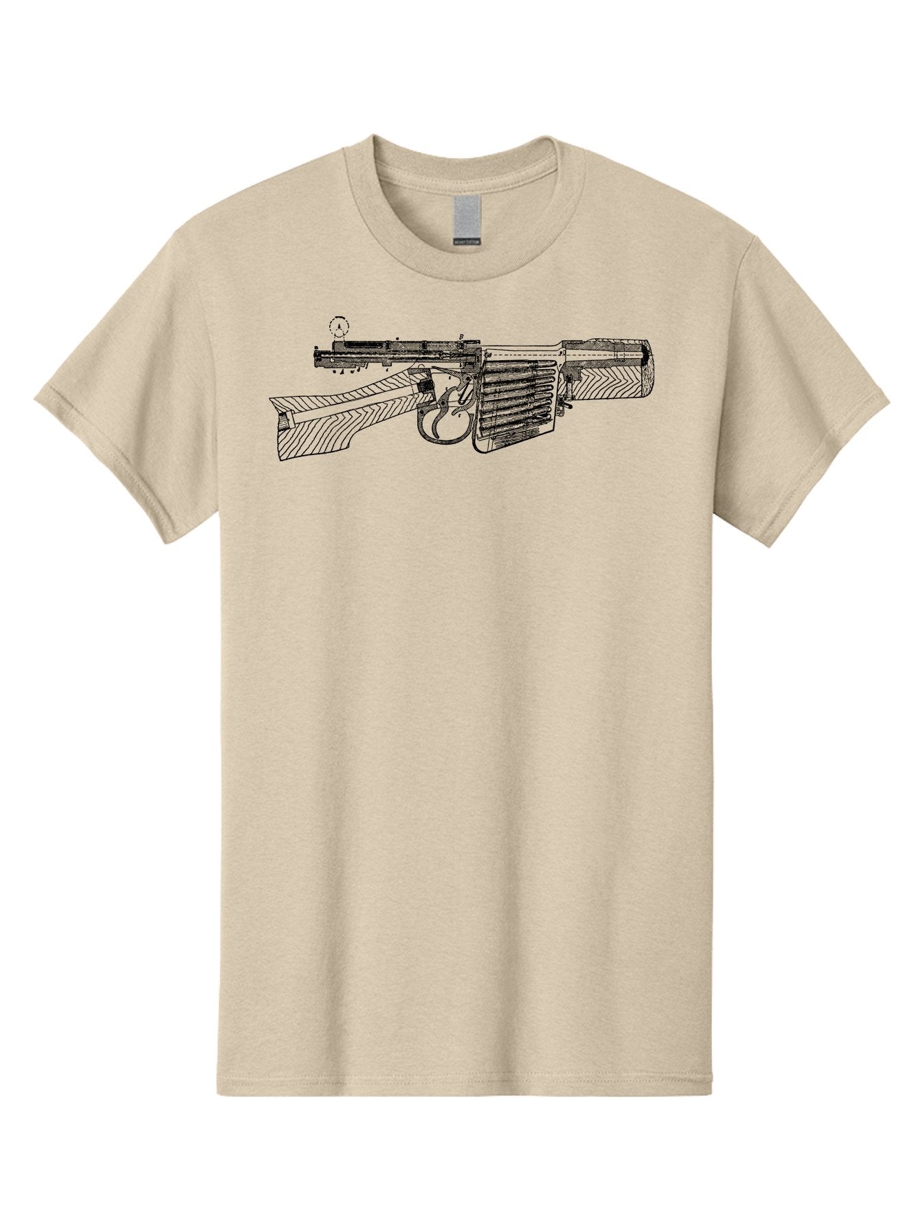 Mp40 Men'S Graphic Tee, 100% Cotton, Comfortable Casual Summer Wear, Machine Washable, Mp40 Submachine Gun, World War Ii Firearm, German Military Equipment, Vintage Gun Design, Black And White Illustration, Firearm Details, Historical Weaponry Aad552