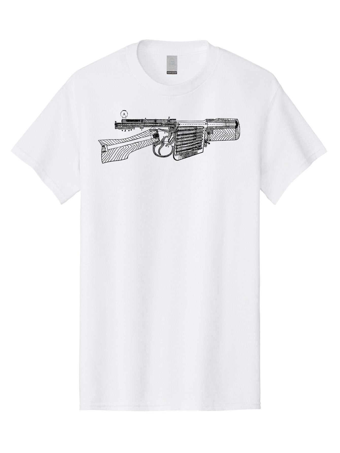 Mp40 Men'S Graphic Tee, 100% Cotton, Comfortable Casual Summer Wear, Machine Washable, Mp40 Submachine Gun, World War Ii Firearm, German Military Equipment, Vintage Gun Design, Black And White Illustration, Firearm Details, Historical Weaponry Aad552 13