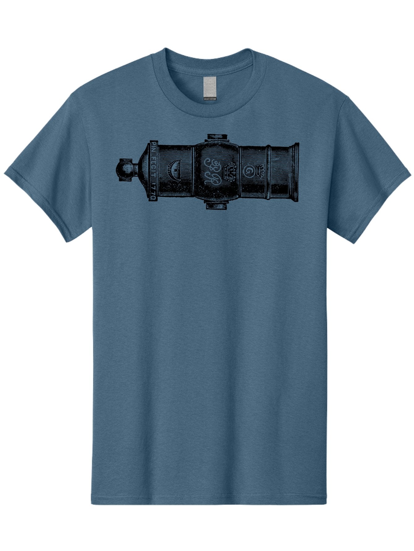Pin-Fegut-1770-Gun Men'S Graphic Tee, 100% Cotton, Comfortable Casual Summer Wear, Machine Washable, Vintage Cannon, Historic Artillery, Pin Rebuilt 1770, Antique Weapon, Military History, Naval Warfare, Emblematic Design, Symbolic Markings Aad553 3
