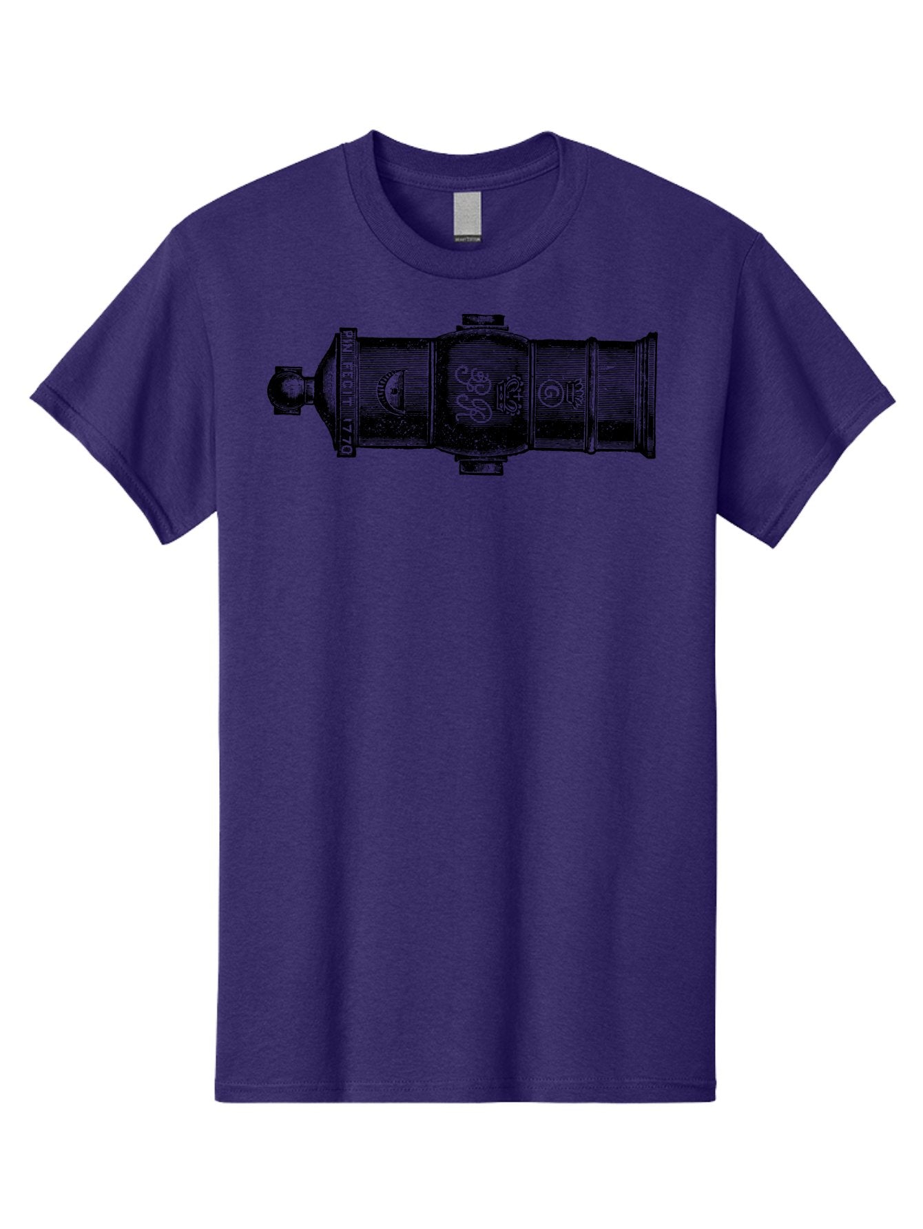 Pin-Fegut-1770-Gun Men'S Graphic Tee, 100% Cotton, Comfortable Casual Summer Wear, Machine Washable, Vintage Cannon, Historic Artillery, Pin Rebuilt 1770, Antique Weapon, Military History, Naval Warfare, Emblematic Design, Symbolic Markings Aad553