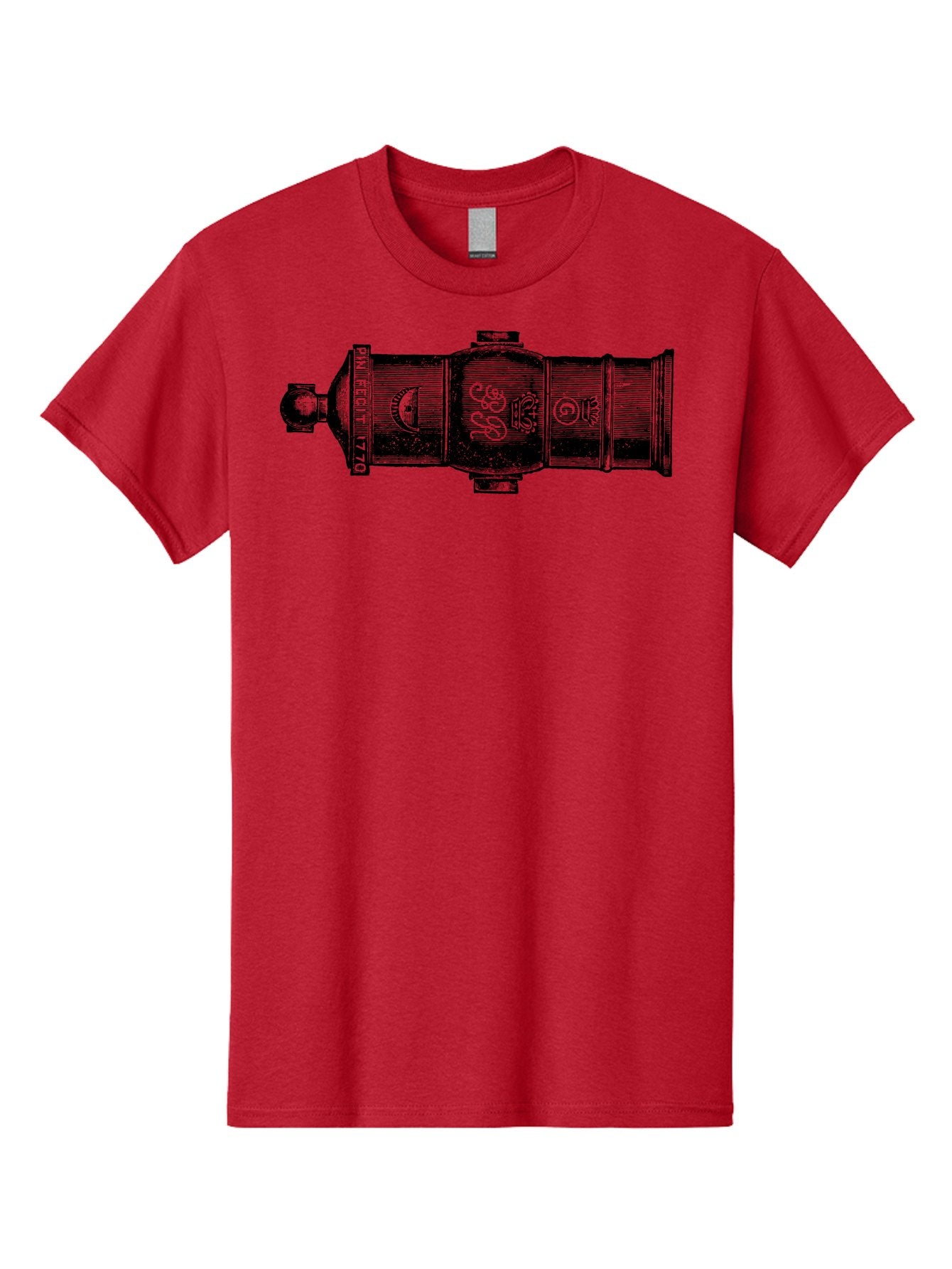 Pin-Fegut-1770-Gun Men'S Graphic Tee, 100% Cotton, Comfortable Casual Summer Wear, Machine Washable, Vintage Cannon, Historic Artillery, Pin Rebuilt 1770, Antique Weapon, Military History, Naval Warfare, Emblematic Design, Symbolic Markings Aad553 13