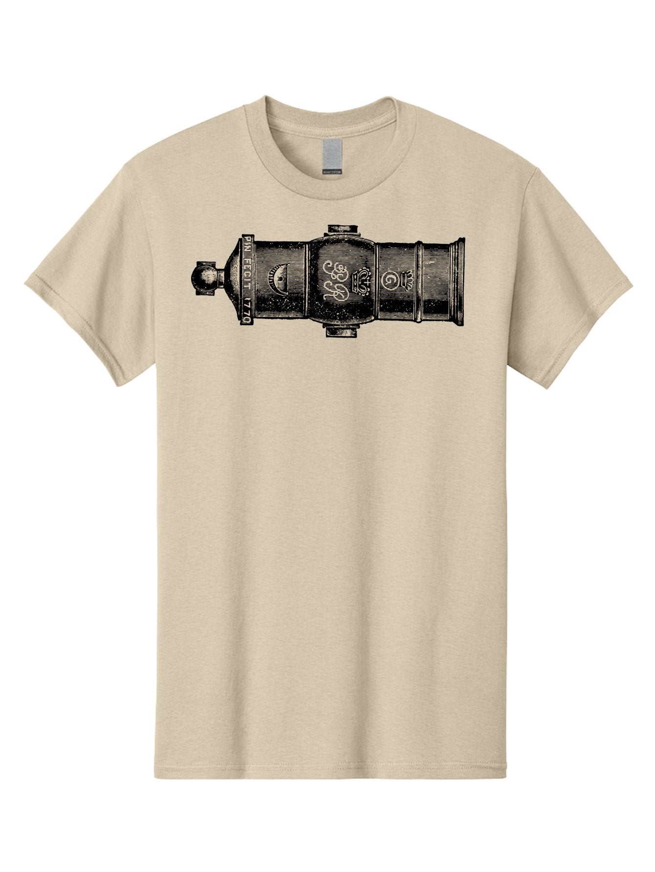 Pin-Fegut-1770-Gun Men'S Graphic Tee, 100% Cotton, Comfortable Casual Summer Wear, Machine Washable, Vintage Cannon, Historic Artillery, Pin Rebuilt 1770, Antique Weapon, Military History, Naval Warfare, Emblematic Design, Symbolic Markings Aad553 5