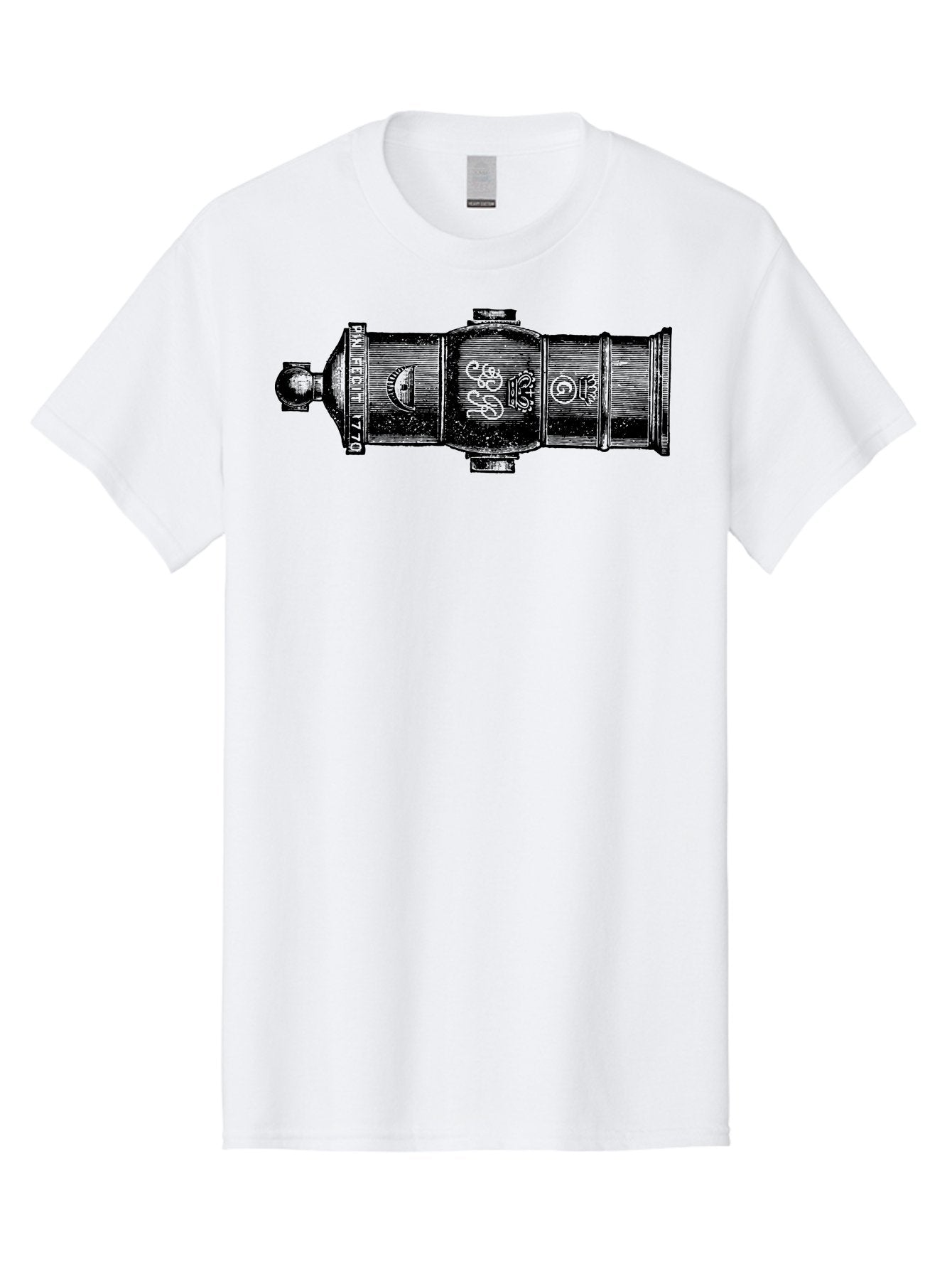 Pin-Fegut-1770-Gun Men'S Graphic Tee, 100% Cotton, Comfortable Casual Summer Wear, Machine Washable, Vintage Cannon, Historic Artillery, Pin Rebuilt 1770, Antique Weapon, Military History, Naval Warfare, Emblematic Design, Symbolic Markings Aad553 9