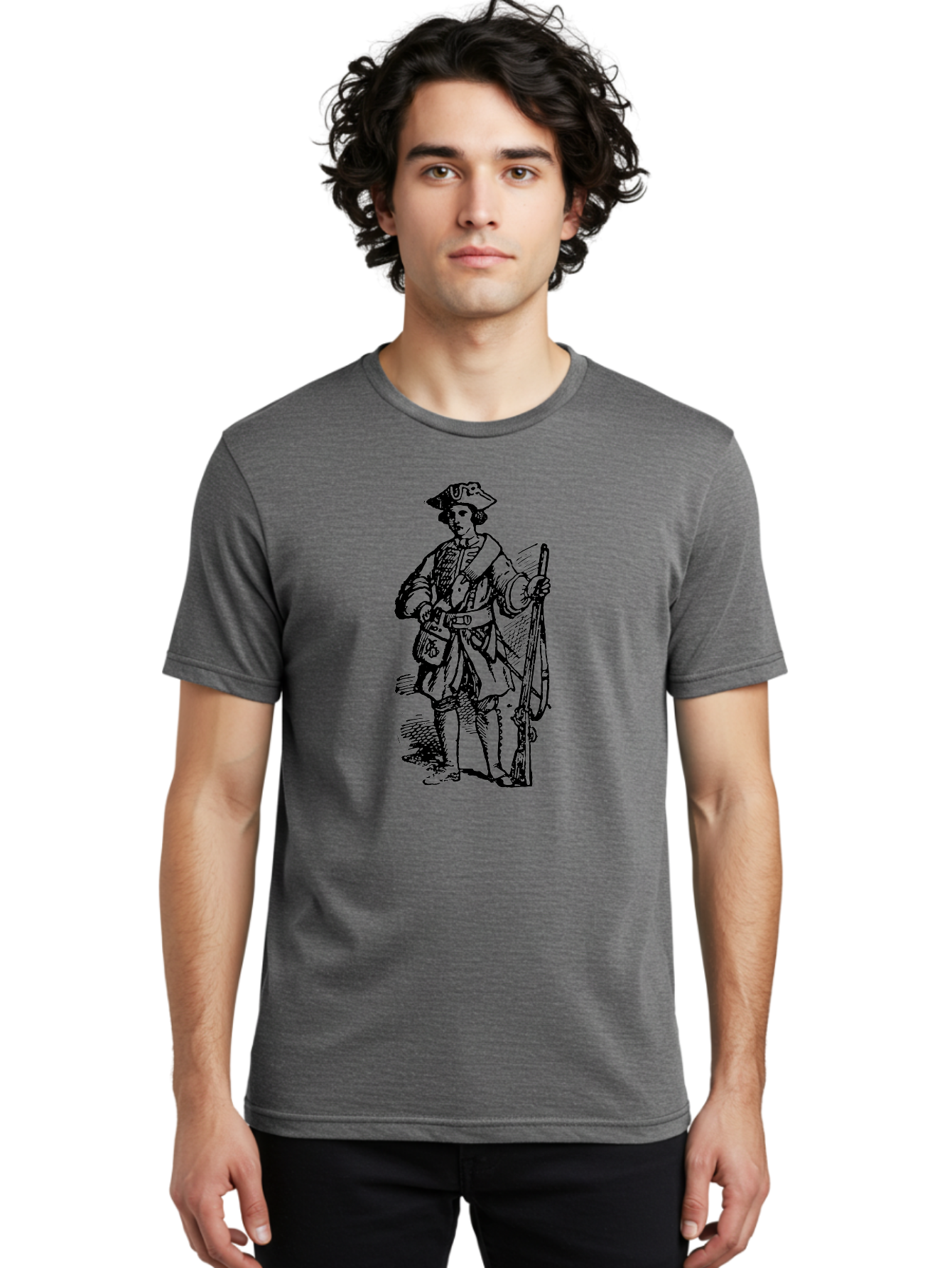 Pirate Men'S Graphic Tee, 100% Cotton, Comfortable Casual Summer Wear, Machine Washable, Frontiersman With Rifle, Historical Figure, Adventure Seeker, Daniel Boone, Outdoorsman, American History, Pioneer Spirit, Rugged Individualism, Aad554 28