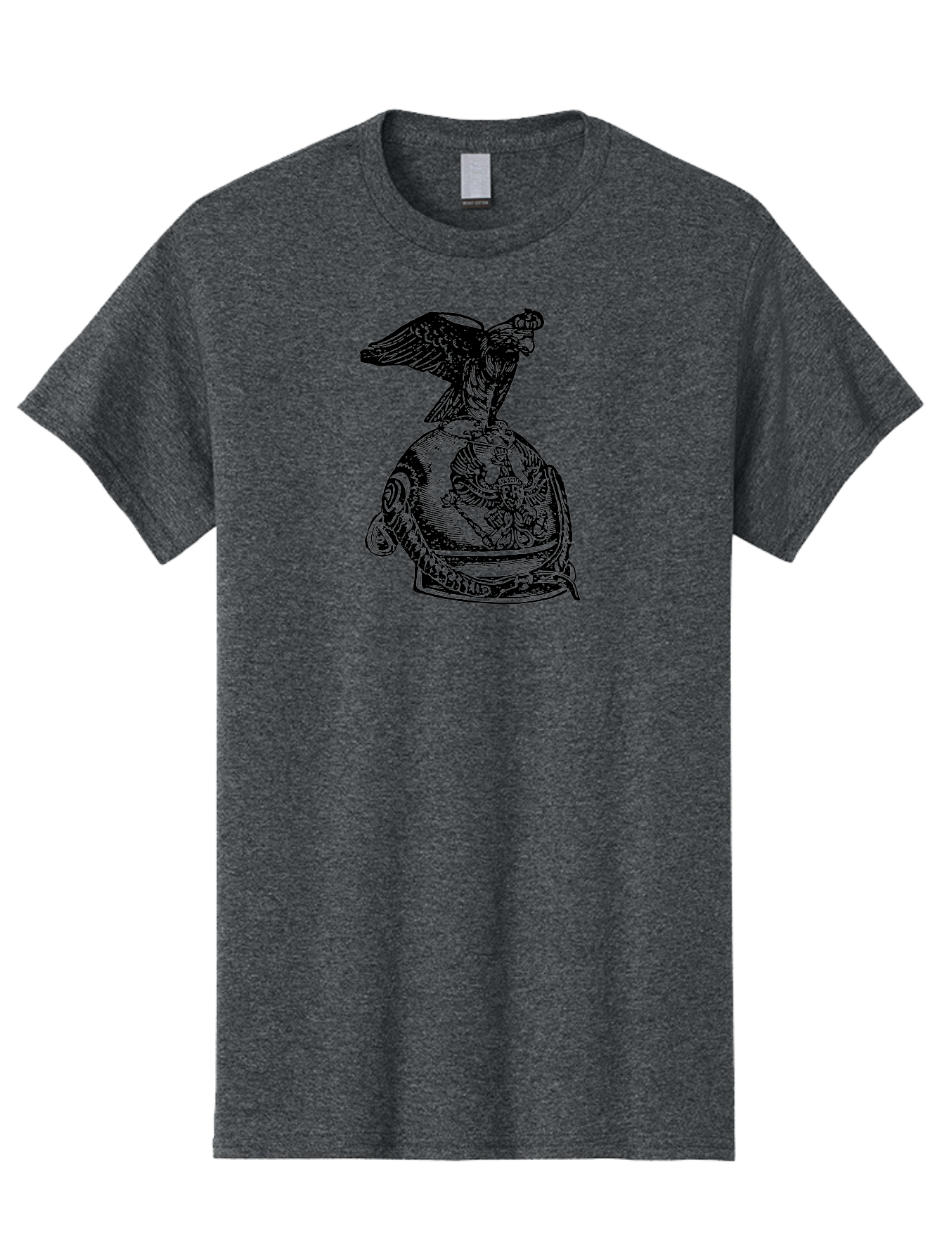 Pr-Eagle-Helmet-Crest Men'S Graphic Tee, 100% Cotton, Comfortable Casual Summer Wear, Machine Washable, Imperial Eagle, National Emblem, Symbolic Icon, Double-Headed Eagle, Historical Significance, Patriotic Symbol, Regal Crest, Aad555