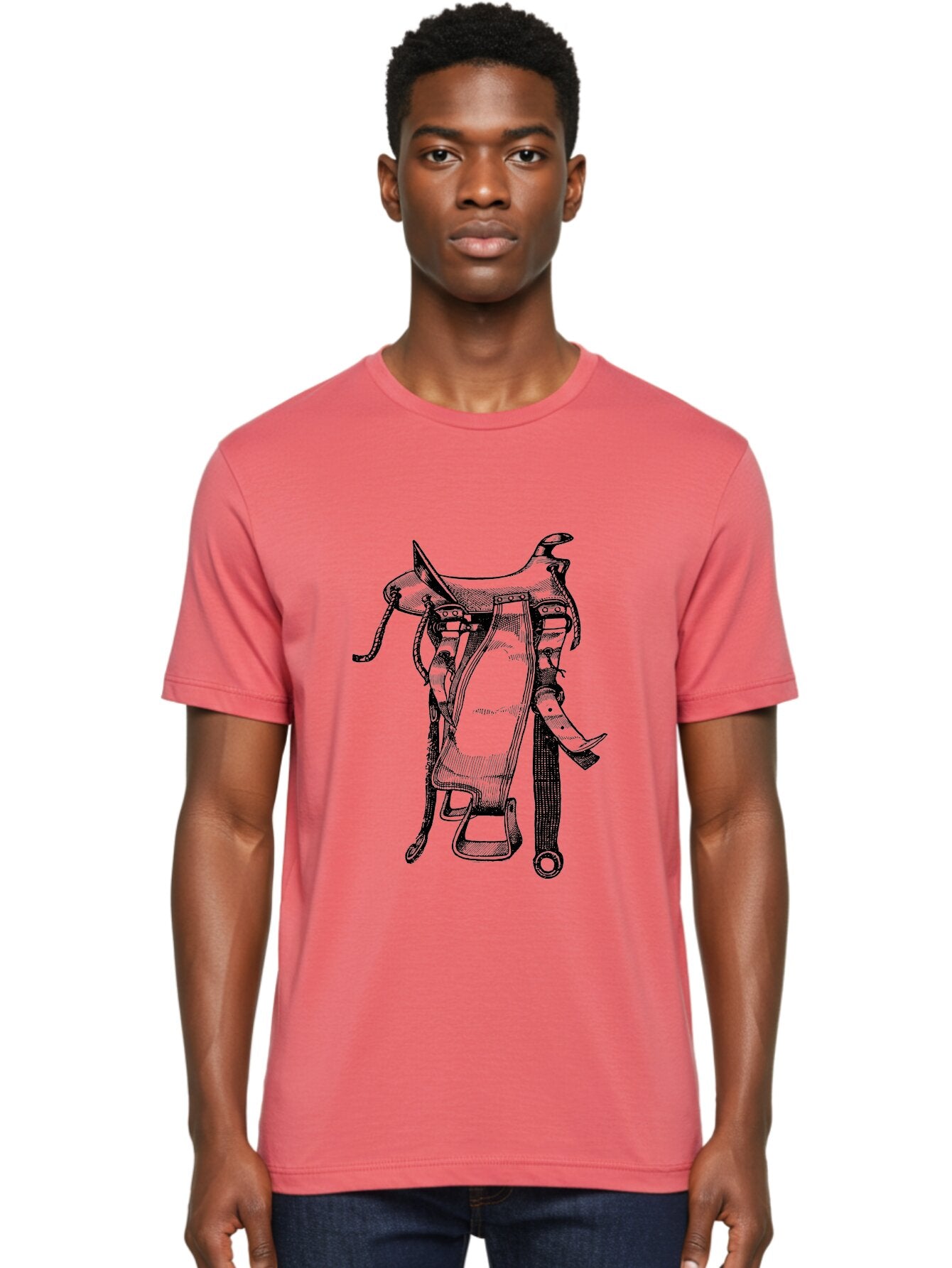 Saddle Men'S Graphic Tee, 100% Cotton, Comfortable Casual Summer Wear, Machine Washable, Western Saddle, Horse Riding, Rodeo, Western Wear, Equestrian Equipment, Leather Saddle, Riding Gear, Cowboy Equipment, Horseback Riding Aad557 20