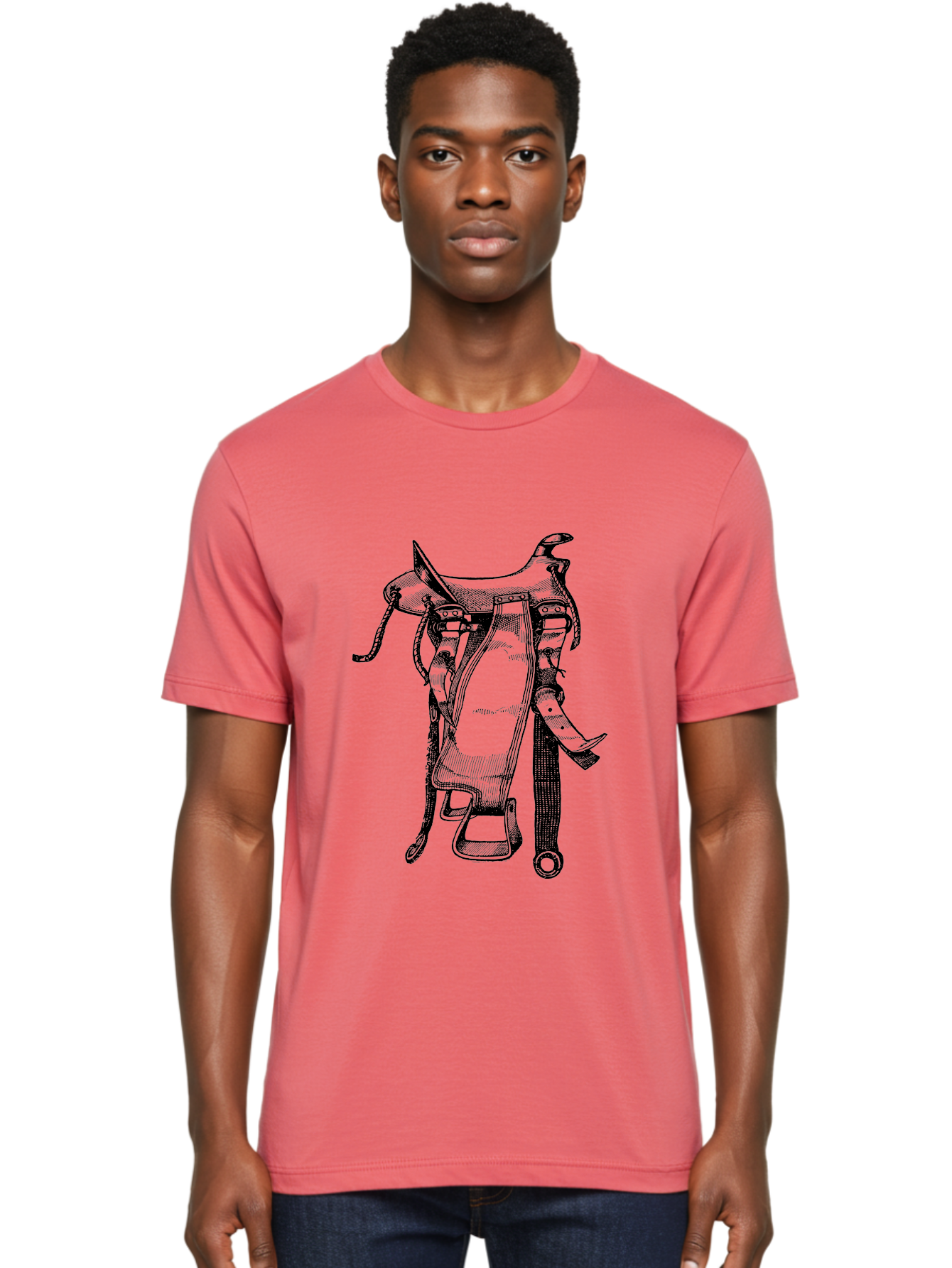 Saddle Men'S Graphic Tee, 100% Cotton, Comfortable Casual Summer Wear, Machine Washable, Western Saddle, Horse Riding, Rodeo, Western Wear, Equestrian Equipment, Leather Saddle, Riding Gear, Cowboy Equipment, Horseback Riding Aad557 30