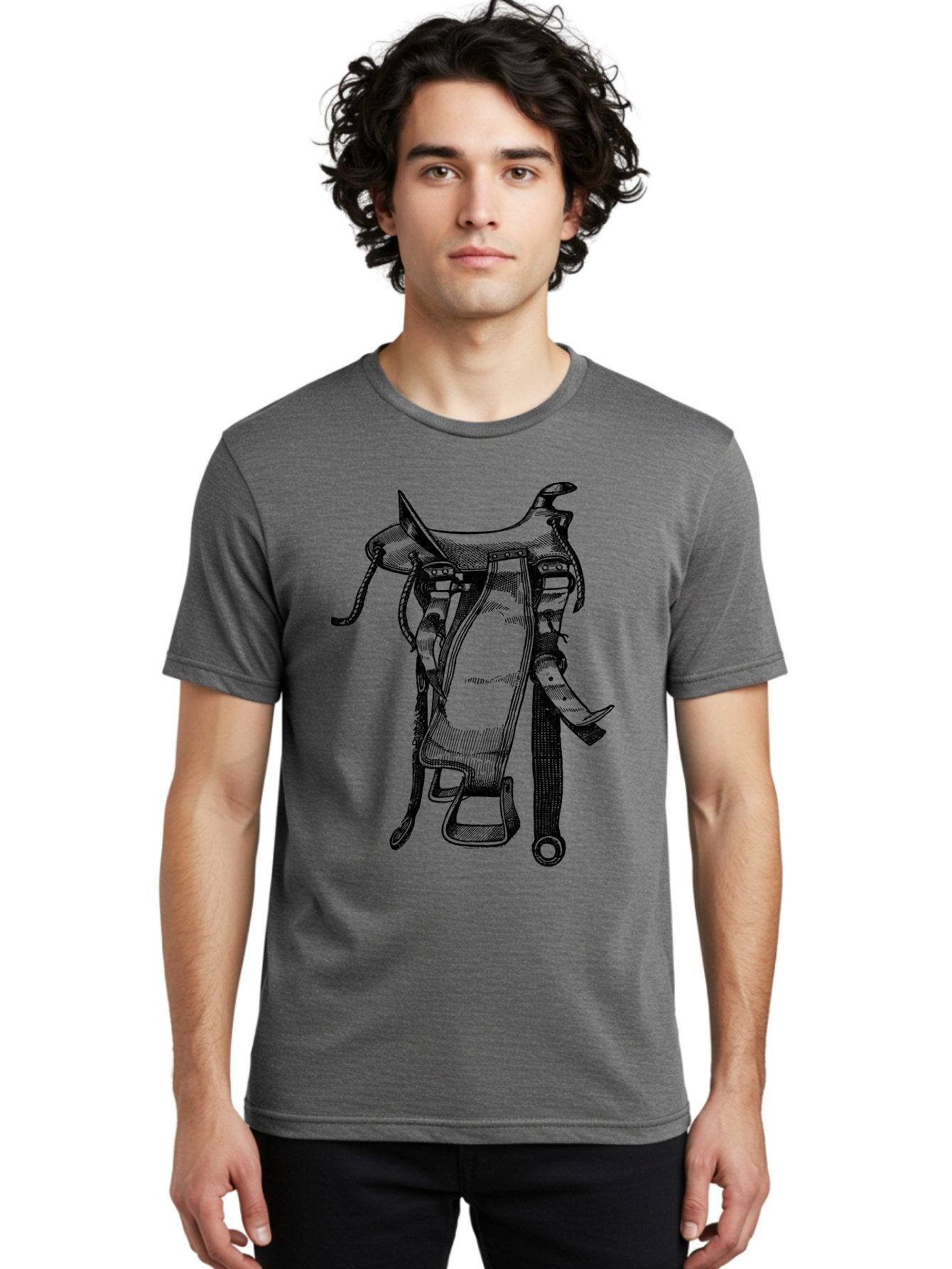 Saddle Men'S Graphic Tee, 100% Cotton, Comfortable Casual Summer Wear, Machine Washable, Western Saddle, Horse Riding, Rodeo, Western Wear, Equestrian Equipment, Leather Saddle, Riding Gear, Cowboy Equipment, Horseback Riding Aad557 24