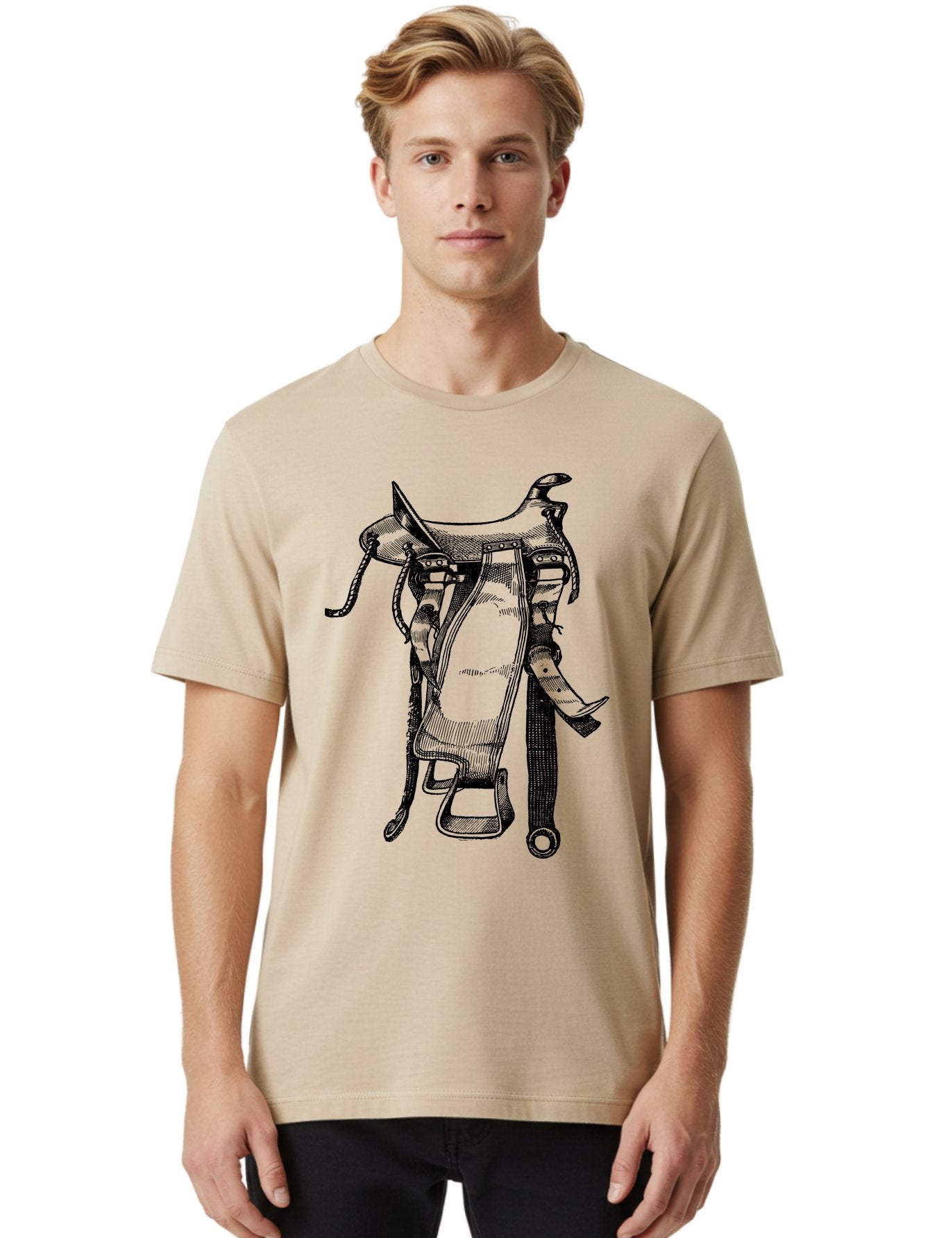 Saddle Men'S Graphic Tee, 100% Cotton, Comfortable Casual Summer Wear, Machine Washable, Western Saddle, Horse Riding, Rodeo, Western Wear, Equestrian Equipment, Leather Saddle, Riding Gear, Cowboy Equipment, Horseback Riding Aad557 28