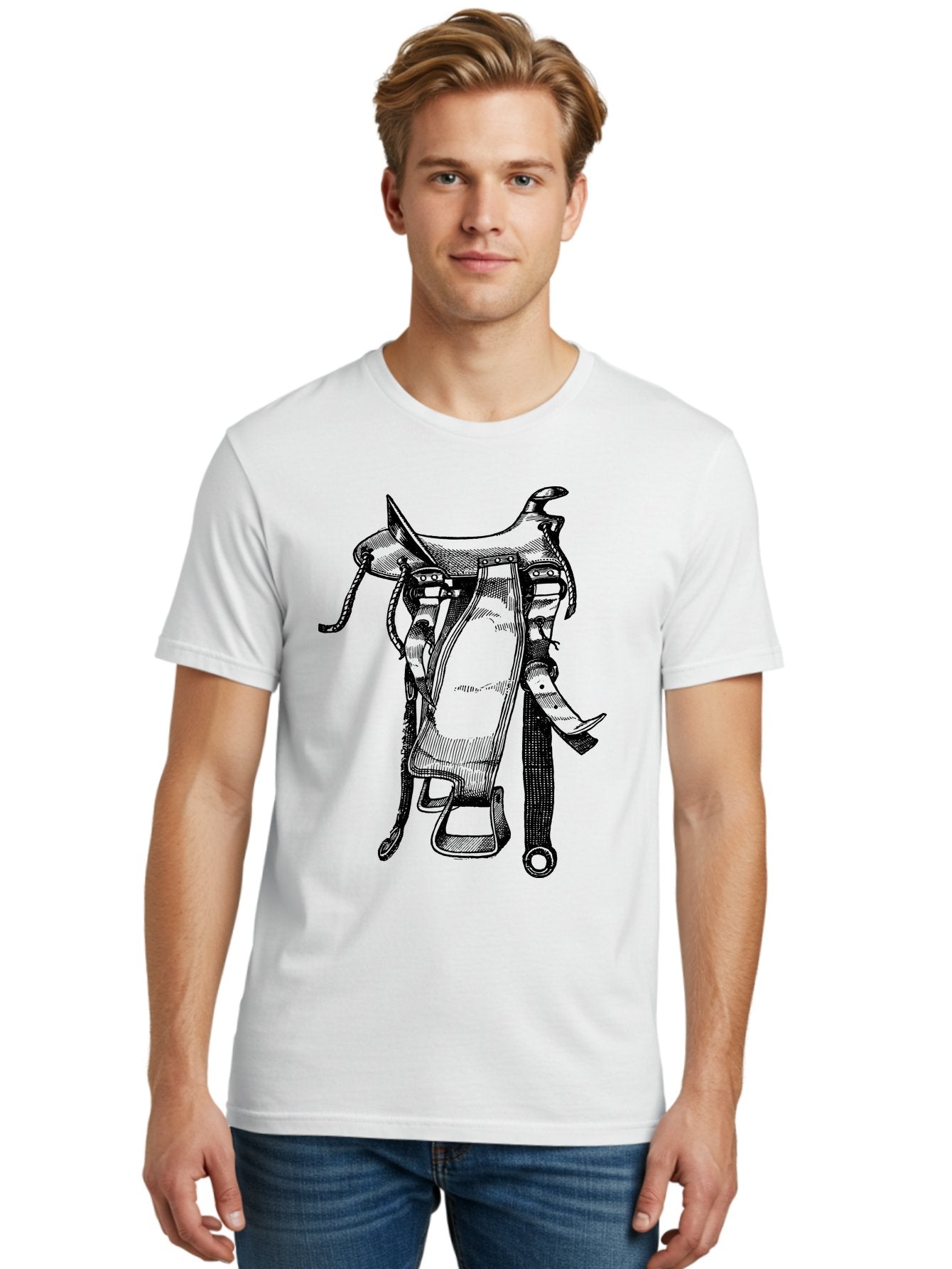 Saddle Men'S Graphic Tee, 100% Cotton, Comfortable Casual Summer Wear, Machine Washable, Western Saddle, Horse Riding, Rodeo, Western Wear, Equestrian Equipment, Leather Saddle, Riding Gear, Cowboy Equipment, Horseback Riding Aad557 29