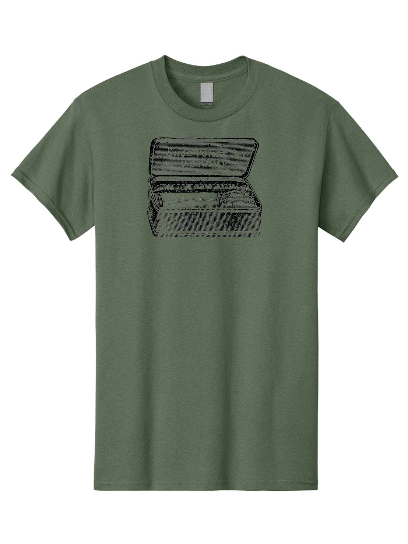 Shoe-Polish-Set Men'S Graphic Tee, 100% Cotton, Comfortable Casual Summer Wear, Machine Washable, Shoe Polish, Shoe Care, Polish Set, U.S. Army, Vintage Accessories, Leather Goods, Shoe Maintenance, Kiwi Polish, Express Shoeshine Aad558 15