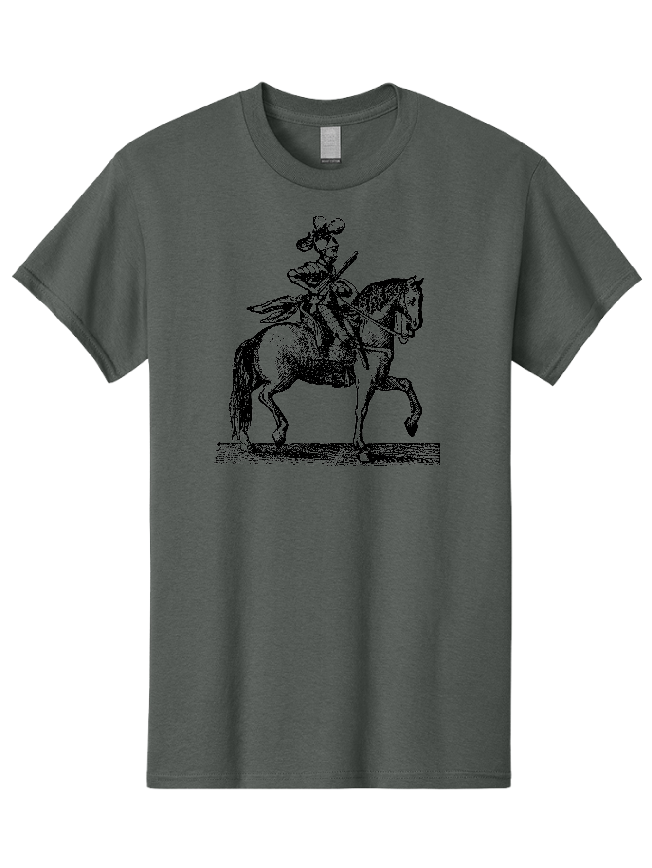 Soldier-On-Horseback Men'S Graphic Tee, 100% Cotton, Comfortable Casual Summer Wear, Machine Washable, Soldier Riding Horse, Cavalryman In Action, Equestrian Warrior, Historical Illustration, Horseback Rider, Military Uniform, Armed Soldier, Aad559 3