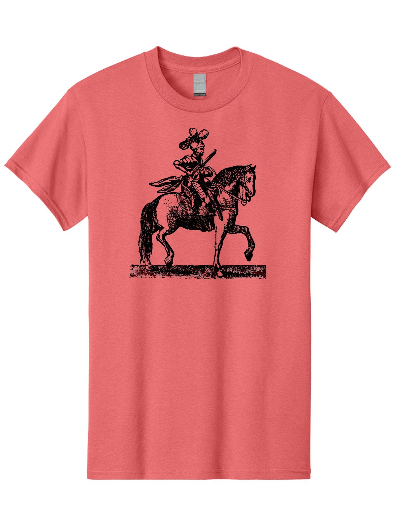 Soldier-On-Horseback Men'S Graphic Tee, 100% Cotton, Comfortable Casual Summer Wear, Machine Washable, Soldier Riding Horse, Cavalryman In Action, Equestrian Warrior, Historical Illustration, Horseback Rider, Military Uniform, Armed Soldier, Aad559 3