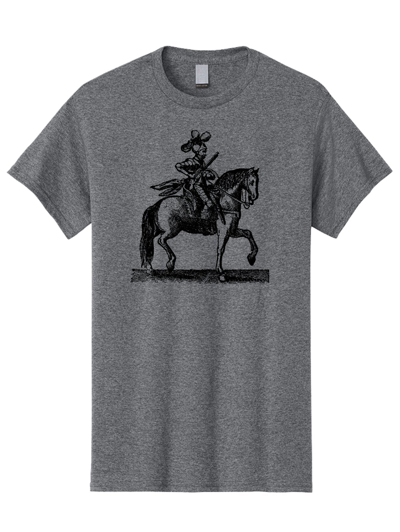 Soldier-On-Horseback Men'S Graphic Tee, 100% Cotton, Comfortable Casual Summer Wear, Machine Washable, Soldier Riding Horse, Cavalryman In Action, Equestrian Warrior, Historical Illustration, Horseback Rider, Military Uniform, Armed Soldier, Aad559 10