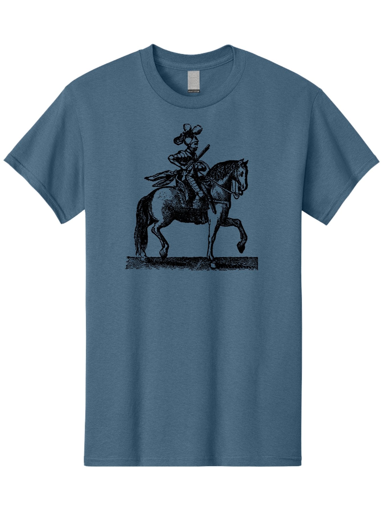 Soldier-On-Horseback Men'S Graphic Tee, 100% Cotton, Comfortable Casual Summer Wear, Machine Washable, Soldier Riding Horse, Cavalryman In Action, Equestrian Warrior, Historical Illustration, Horseback Rider, Military Uniform, Armed Soldier, Aad559 4