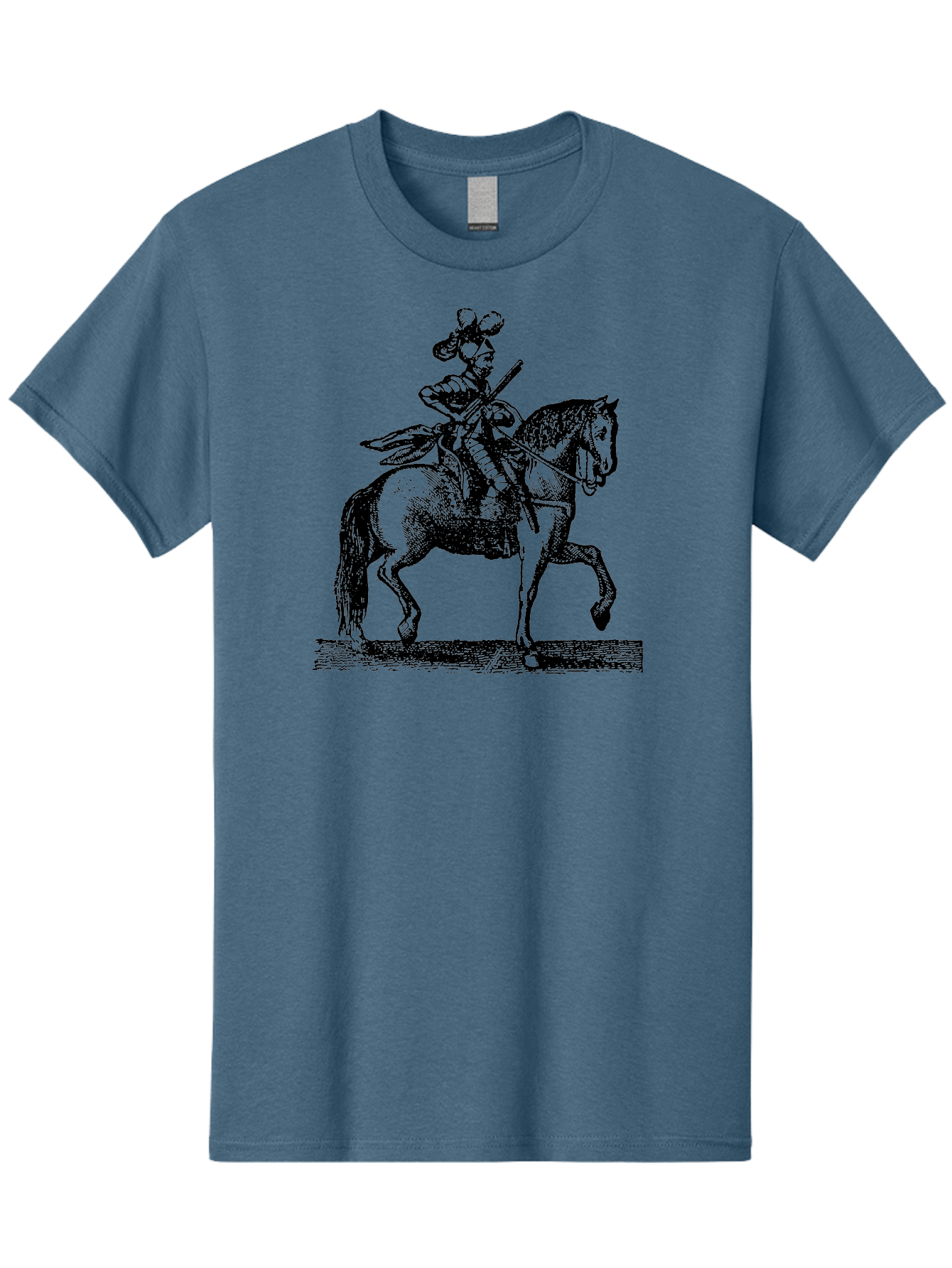 Soldier-On-Horseback Men'S Graphic Tee, 100% Cotton, Comfortable Casual Summer Wear, Machine Washable, Soldier Riding Horse, Cavalryman In Action, Equestrian Warrior, Historical Illustration, Horseback Rider, Military Uniform, Armed Soldier, Aad559 23