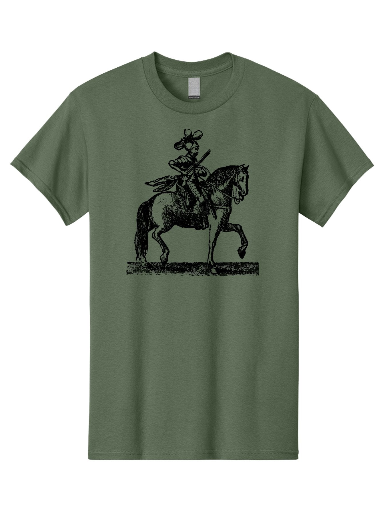 Soldier-On-Horseback Men'S Graphic Tee, 100% Cotton, Comfortable Casual Summer Wear, Machine Washable, Soldier Riding Horse, Cavalryman In Action, Equestrian Warrior, Historical Illustration, Horseback Rider, Military Uniform, Armed Soldier, Aad559 15