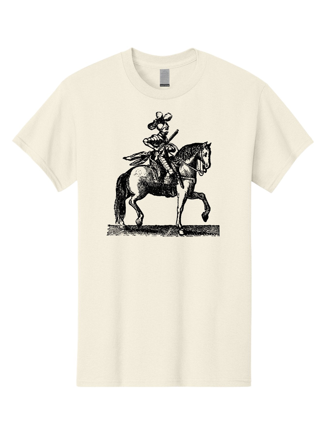 Soldier-On-Horseback Men'S Graphic Tee, 100% Cotton, Comfortable Casual Summer Wear, Machine Washable, Soldier Riding Horse, Cavalryman In Action, Equestrian Warrior, Historical Illustration, Horseback Rider, Military Uniform, Armed Soldier, Aad559