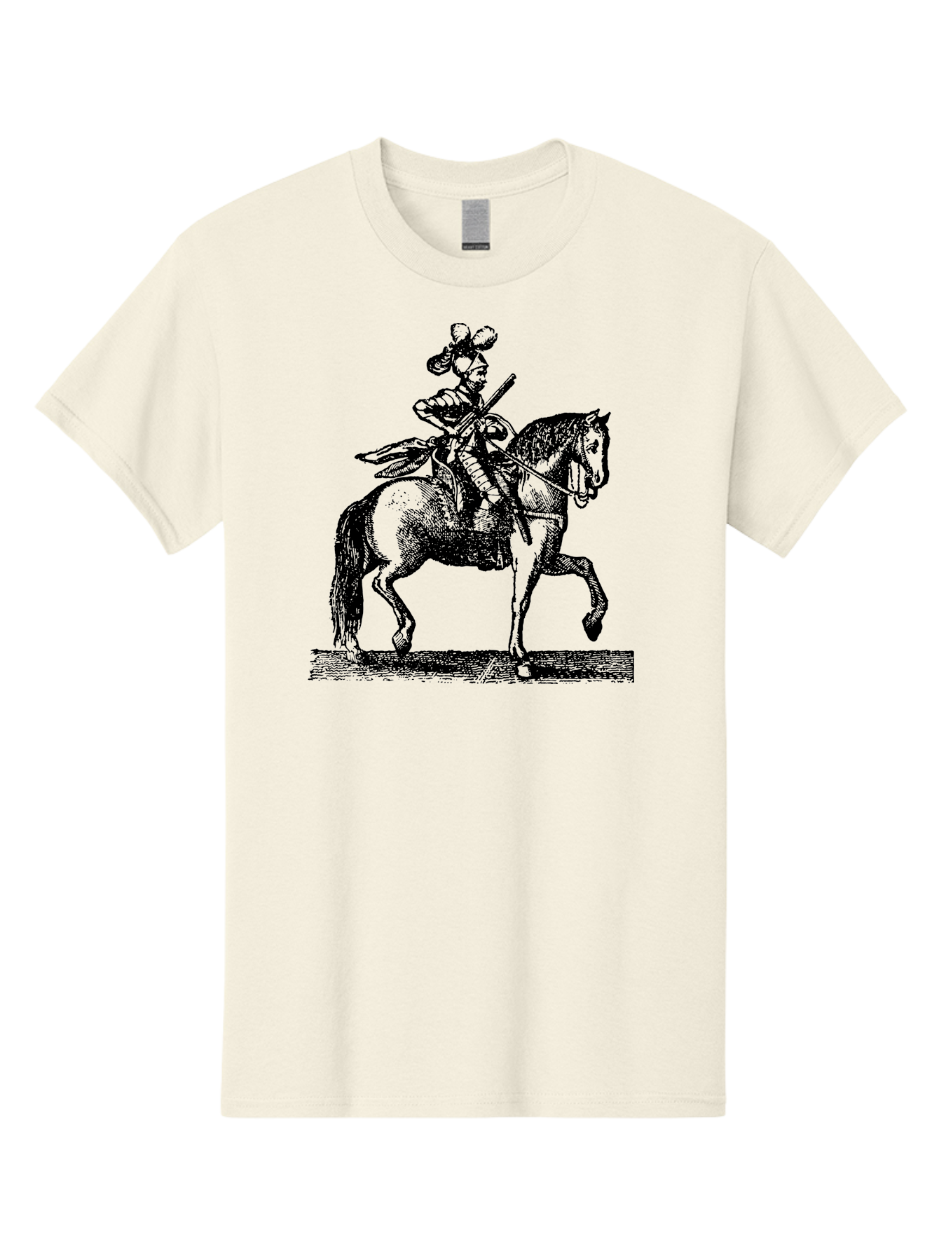 Soldier-On-Horseback Men'S Graphic Tee, 100% Cotton, Comfortable Casual Summer Wear, Machine Washable, Soldier Riding Horse, Cavalryman In Action, Equestrian Warrior, Historical Illustration, Horseback Rider, Military Uniform, Armed Soldier, Aad559 21