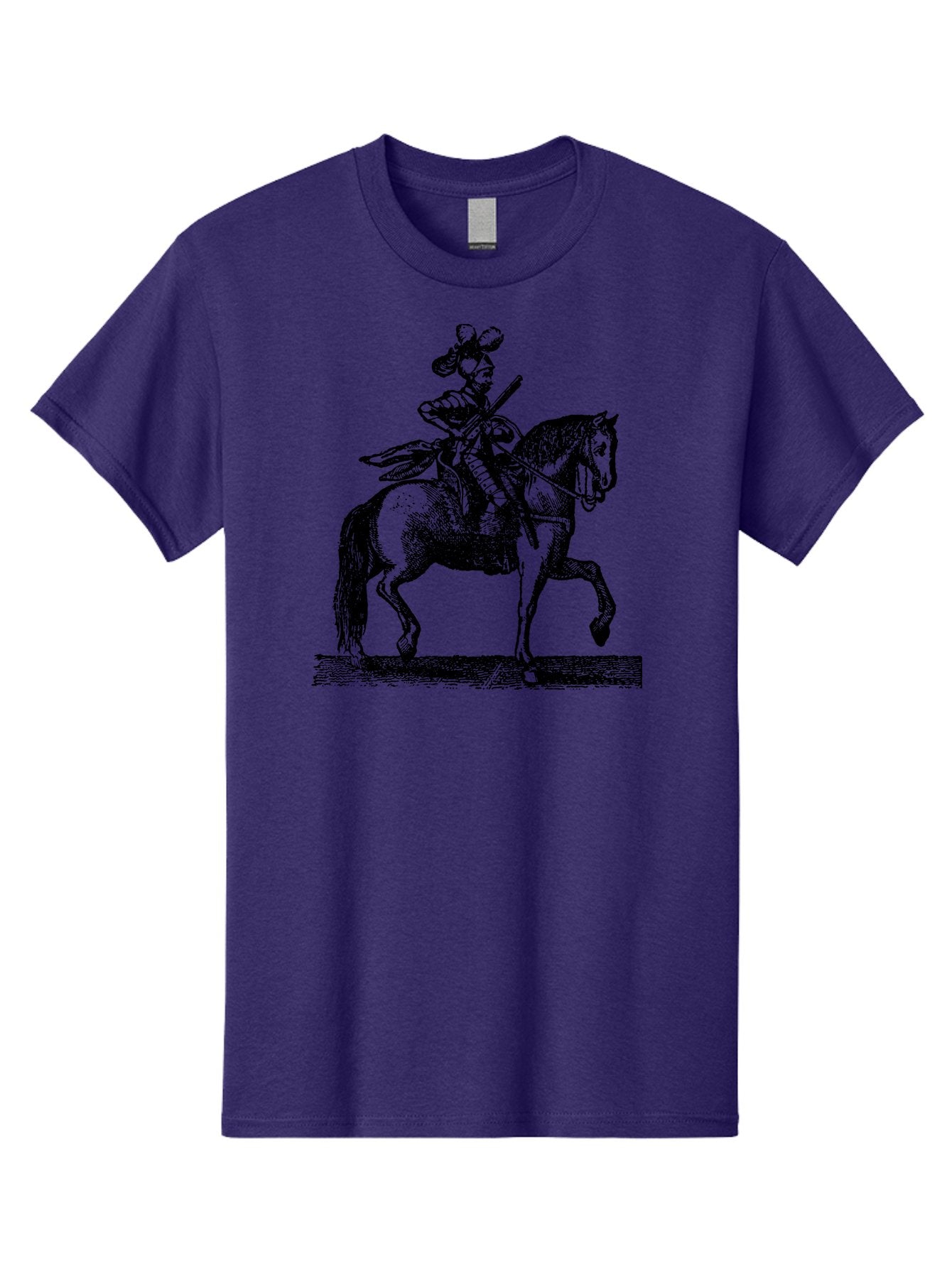 Soldier-On-Horseback Men'S Graphic Tee, 100% Cotton, Comfortable Casual Summer Wear, Machine Washable, Soldier Riding Horse, Cavalryman In Action, Equestrian Warrior, Historical Illustration, Horseback Rider, Military Uniform, Armed Soldier, Aad559