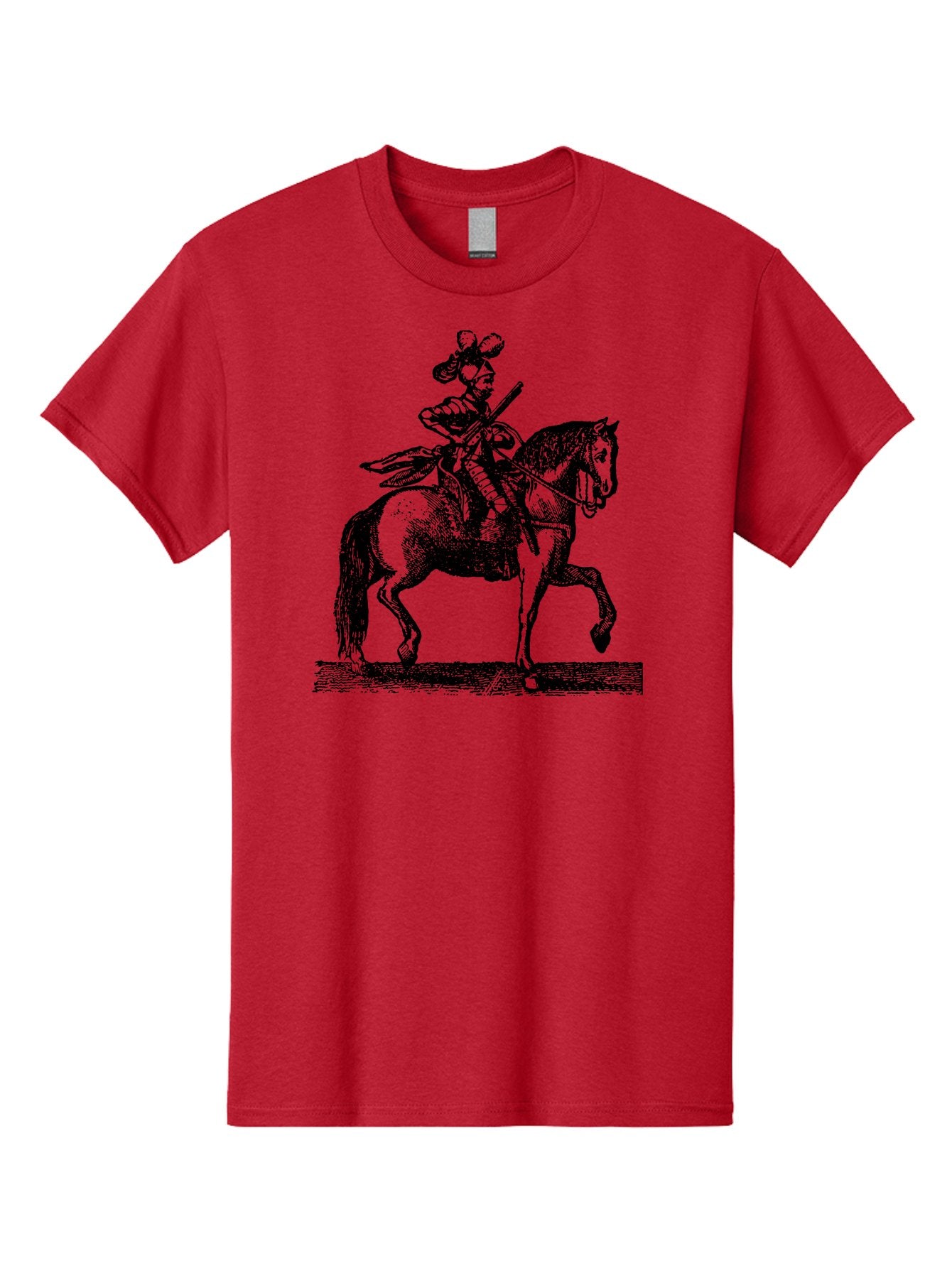 Soldier-On-Horseback Men'S Graphic Tee, 100% Cotton, Comfortable Casual Summer Wear, Machine Washable, Soldier Riding Horse, Cavalryman In Action, Equestrian Warrior, Historical Illustration, Horseback Rider, Military Uniform, Armed Soldier, Aad559 8
