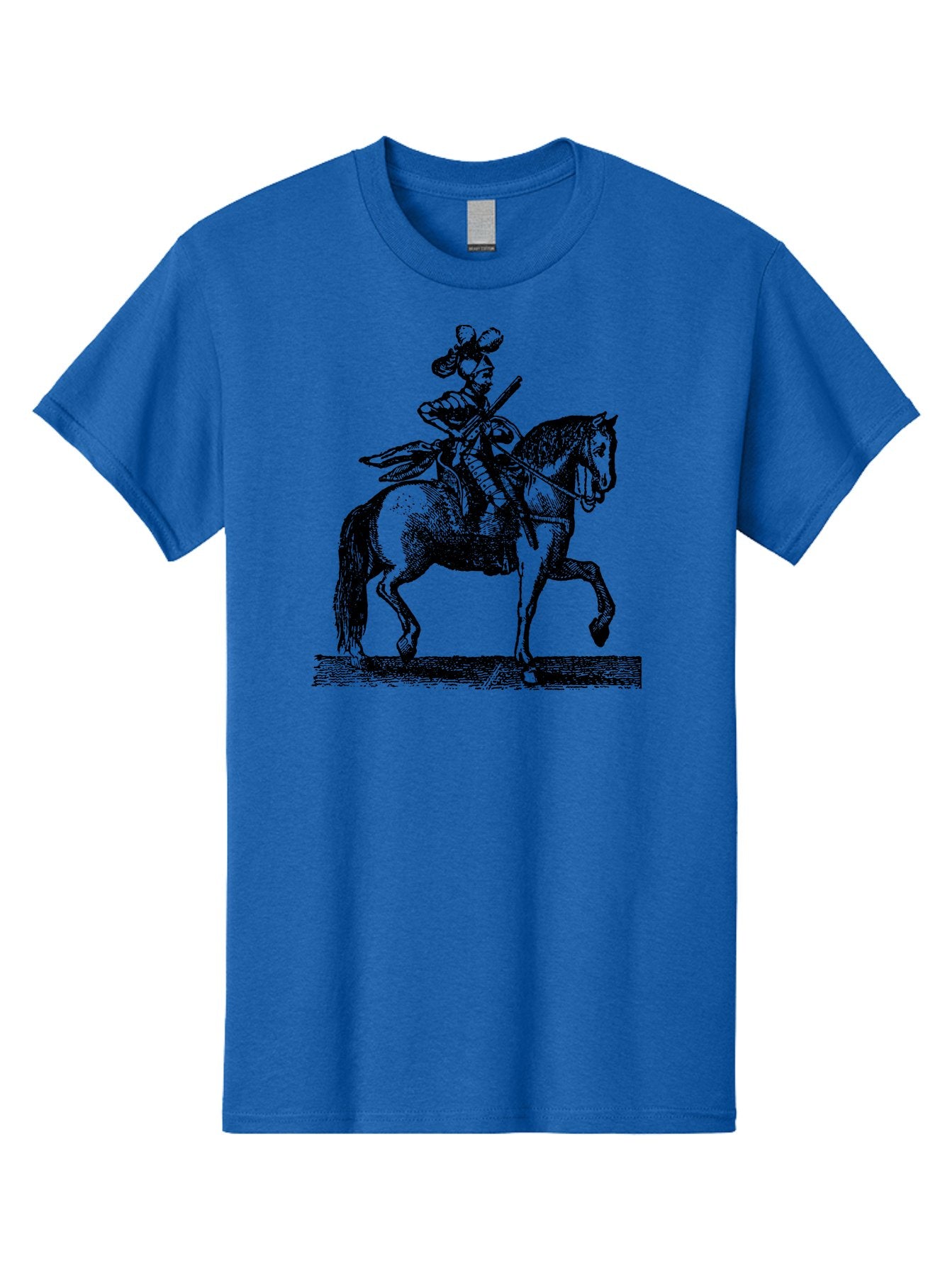 Soldier-On-Horseback Men'S Graphic Tee, 100% Cotton, Comfortable Casual Summer Wear, Machine Washable, Soldier Riding Horse, Cavalryman In Action, Equestrian Warrior, Historical Illustration, Horseback Rider, Military Uniform, Armed Soldier, Aad559 12