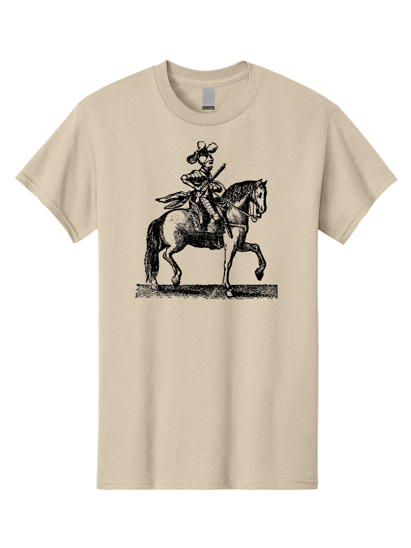 Soldier-On-Horseback Men'S Graphic Tee, 100% Cotton, Comfortable Casual Summer Wear, Machine Washable, Soldier Riding Horse, Cavalryman In Action, Equestrian Warrior, Historical Illustration, Horseback Rider, Military Uniform, Armed Soldier, Aad559 25