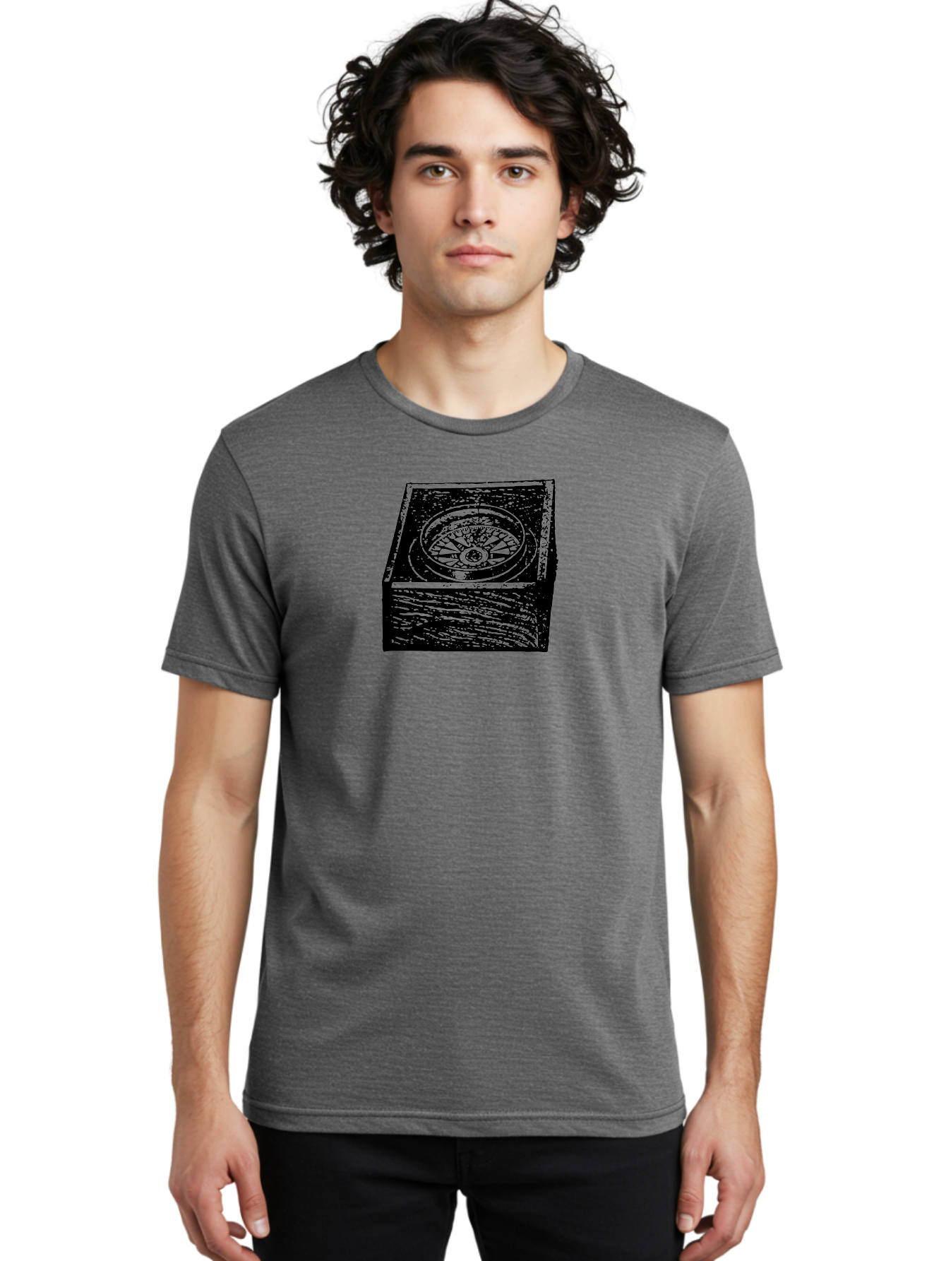 Sundial Men'S Graphic Tee, 100% Cotton, Comfortable Casual Summer Wear, Machine Washable, Sundial On A Stone Pedestal, Ancient Timekeeping, Traditional Clock, Symbolic Representation, Vintage Artwork, Grunge Texture, Monochrome Design Aad561