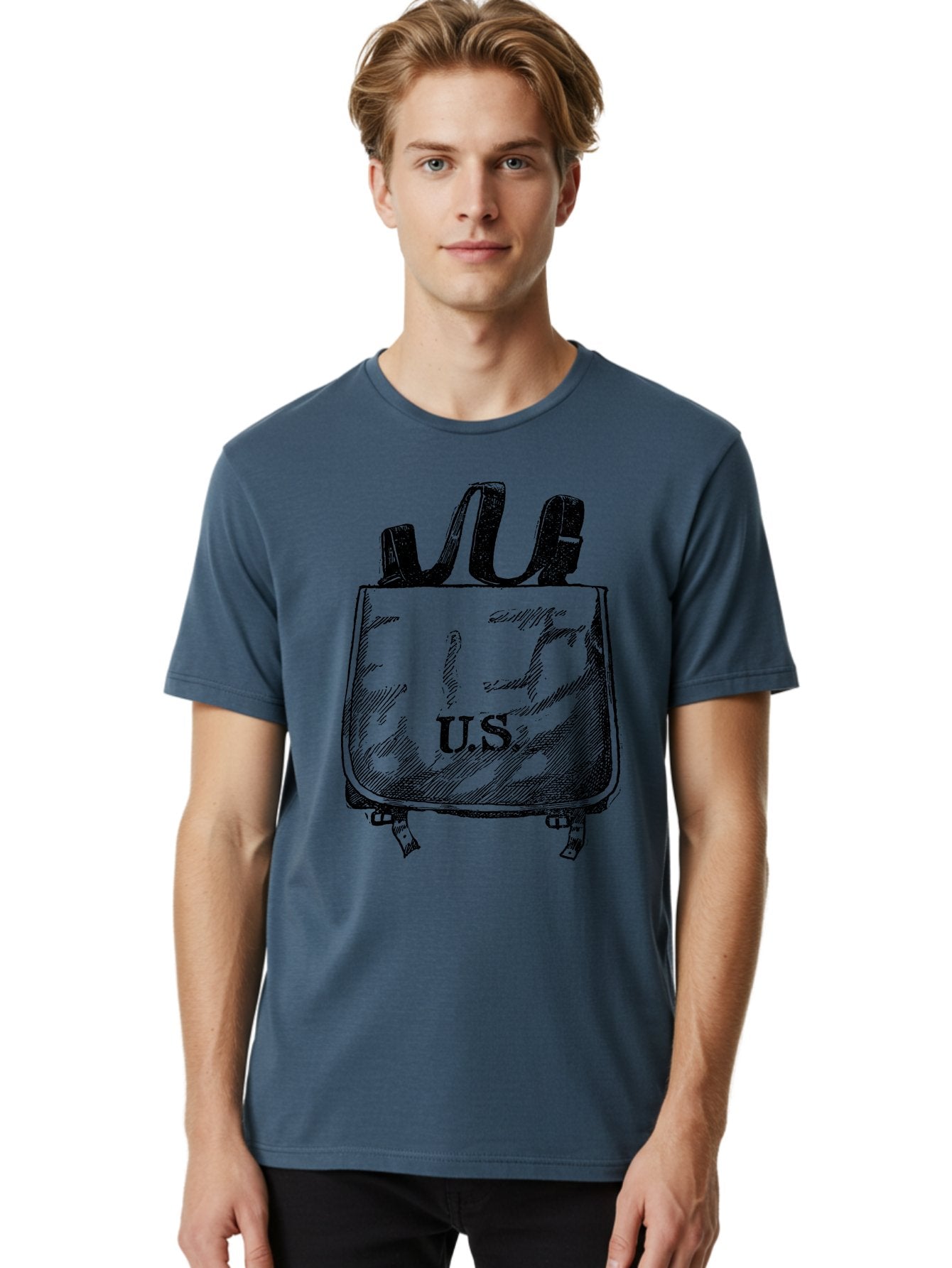 U-S-Backpack Men'S Graphic Tee, 100% Cotton, Comfortable Casual Summer Wear, Machine Washable, Backpack With U.S. Label, School Bag, Travel Bag, Student Essentials, Educational Supplies, Adventure Gear Aad563 22